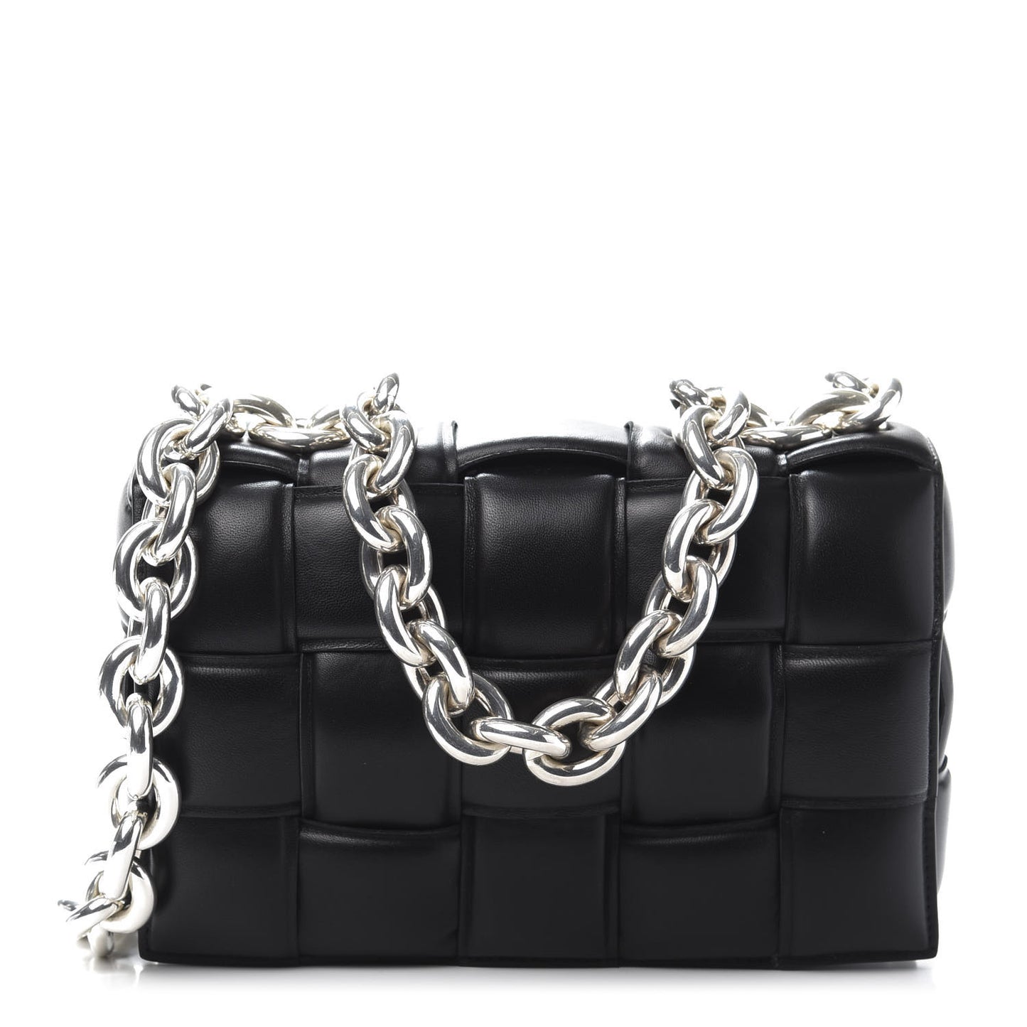 Lambskin Maxi Intreccio Padded Chain Cassette Crossbody Bag Black