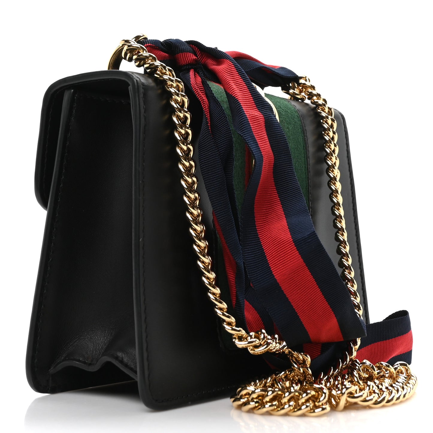 Calfskin Mini Sylvie Chain Shoulder Bag Black