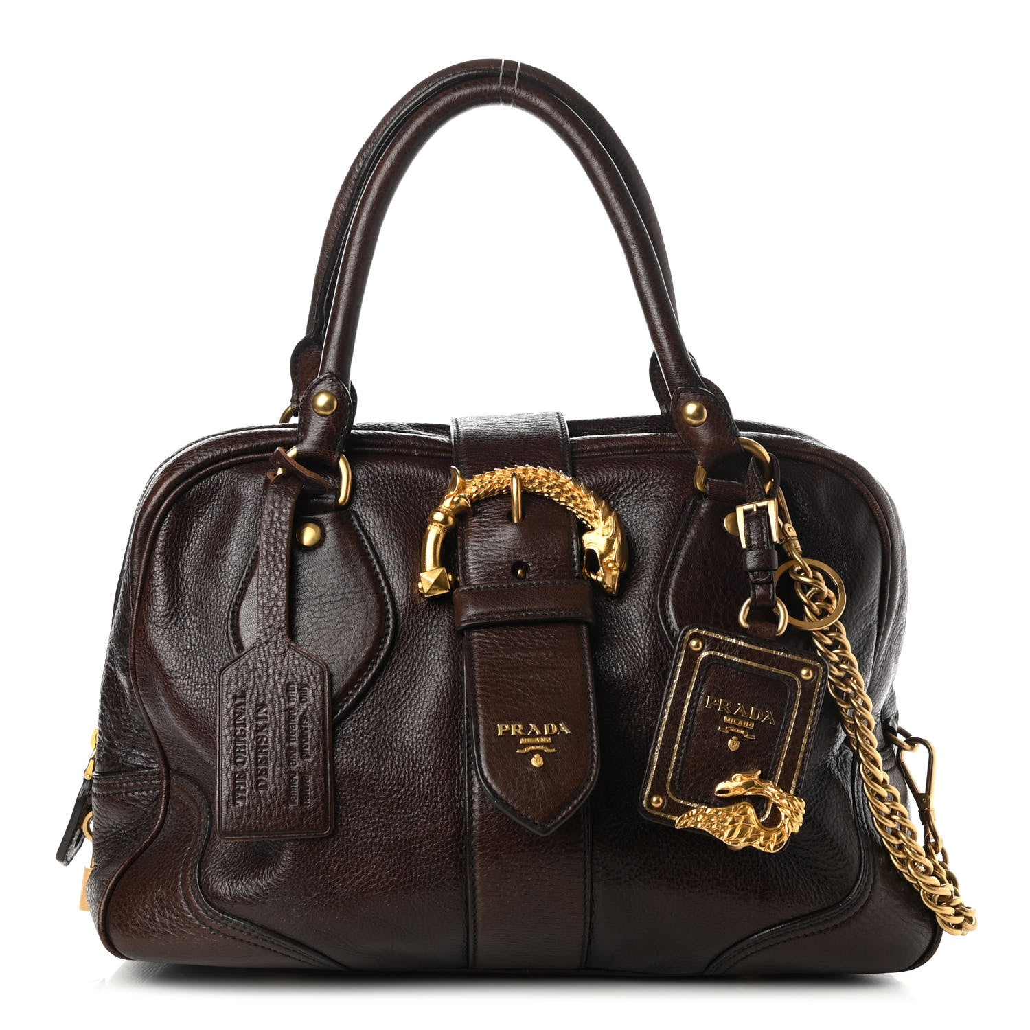Prada Cervo Large Animalier Satchel Cacao 973579 – FASHIONPHILE