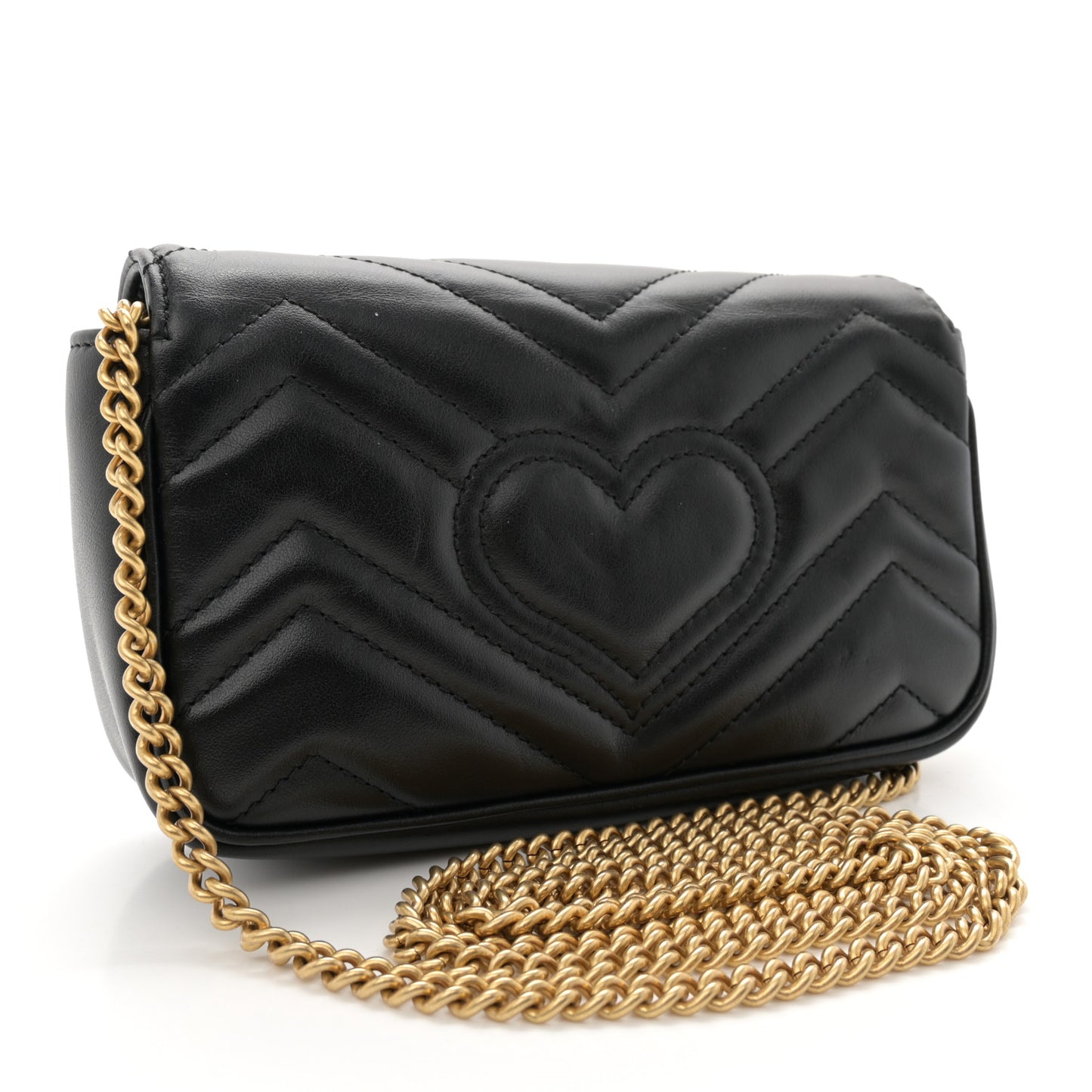 Calfskin Matelasse Super Mini GG Marmont Shoulder Bag Black