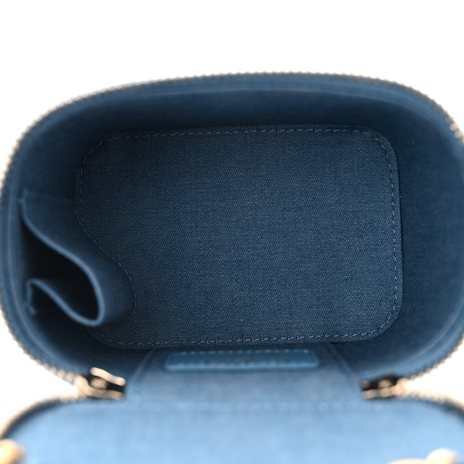 Chanel Denim Quilted Mini Pearl Crush Vanity Case With Chain 5 of 10
