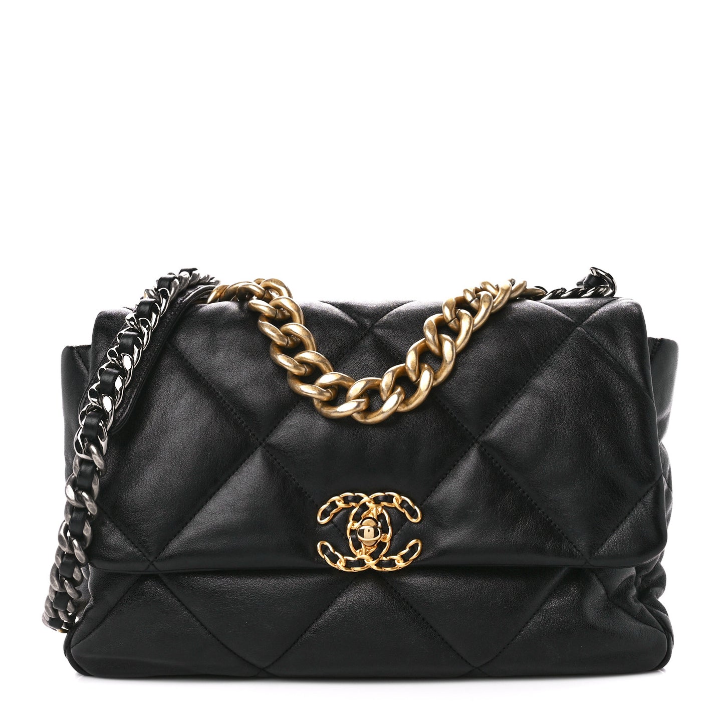 Lambskin Quilted Large Chanel 19 Flap Black