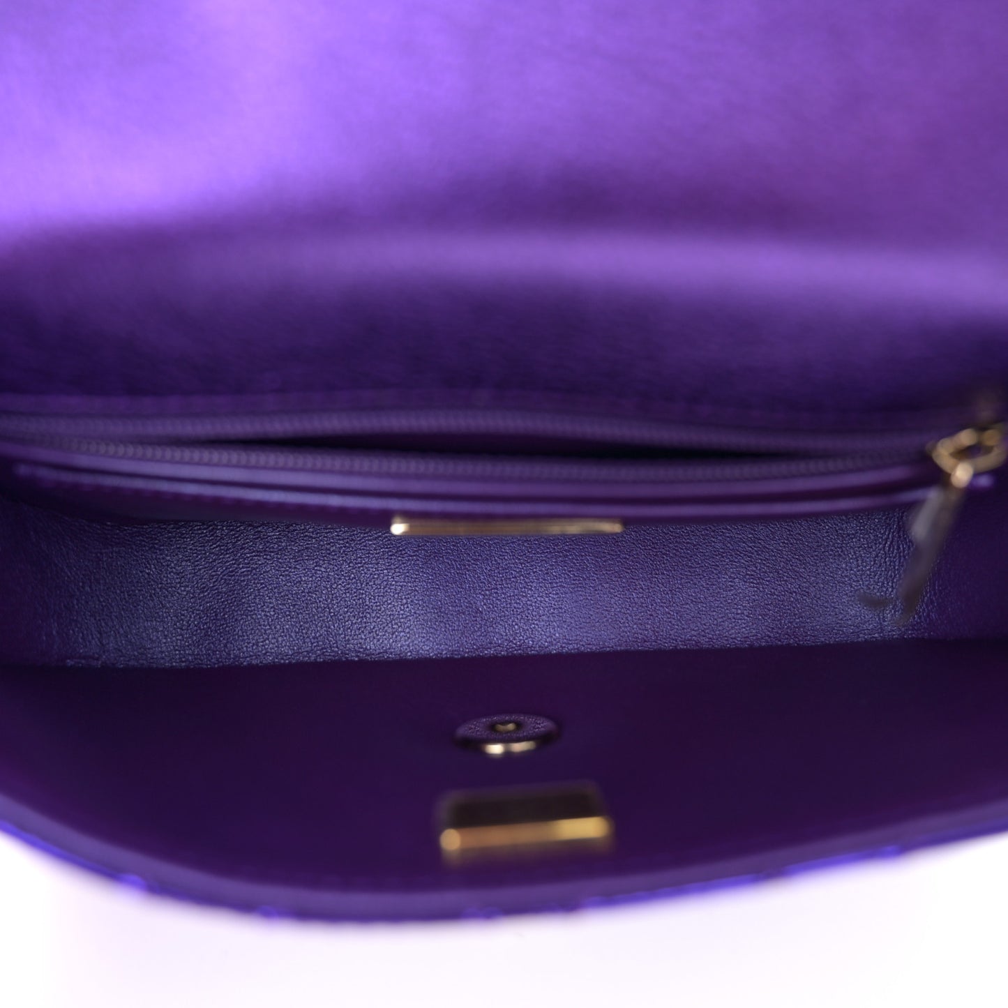Mirror Calfskin Metallic Calfskin Quilted Hollywood Boulevard Mini Flap With Star Coin Purse Purple