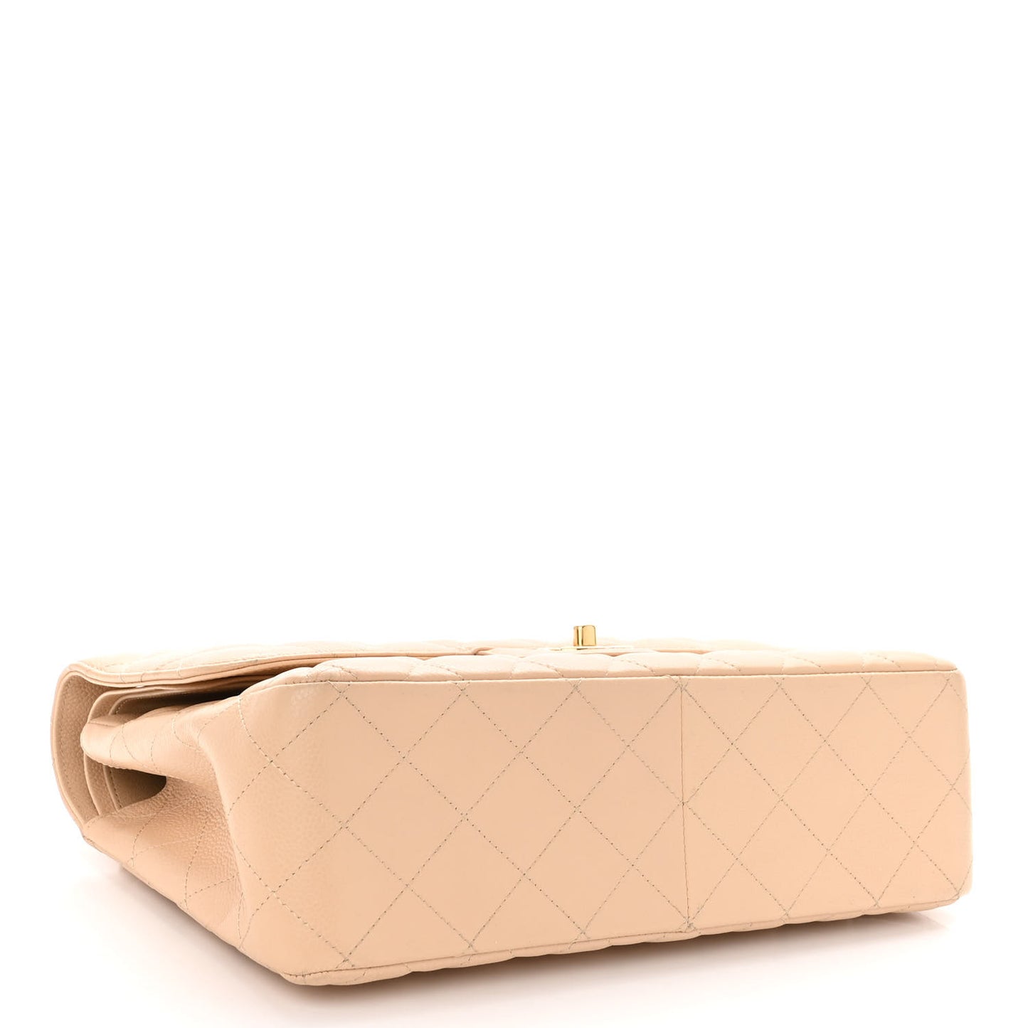 Caviar Quilted Jumbo Double Flap Beige Clair