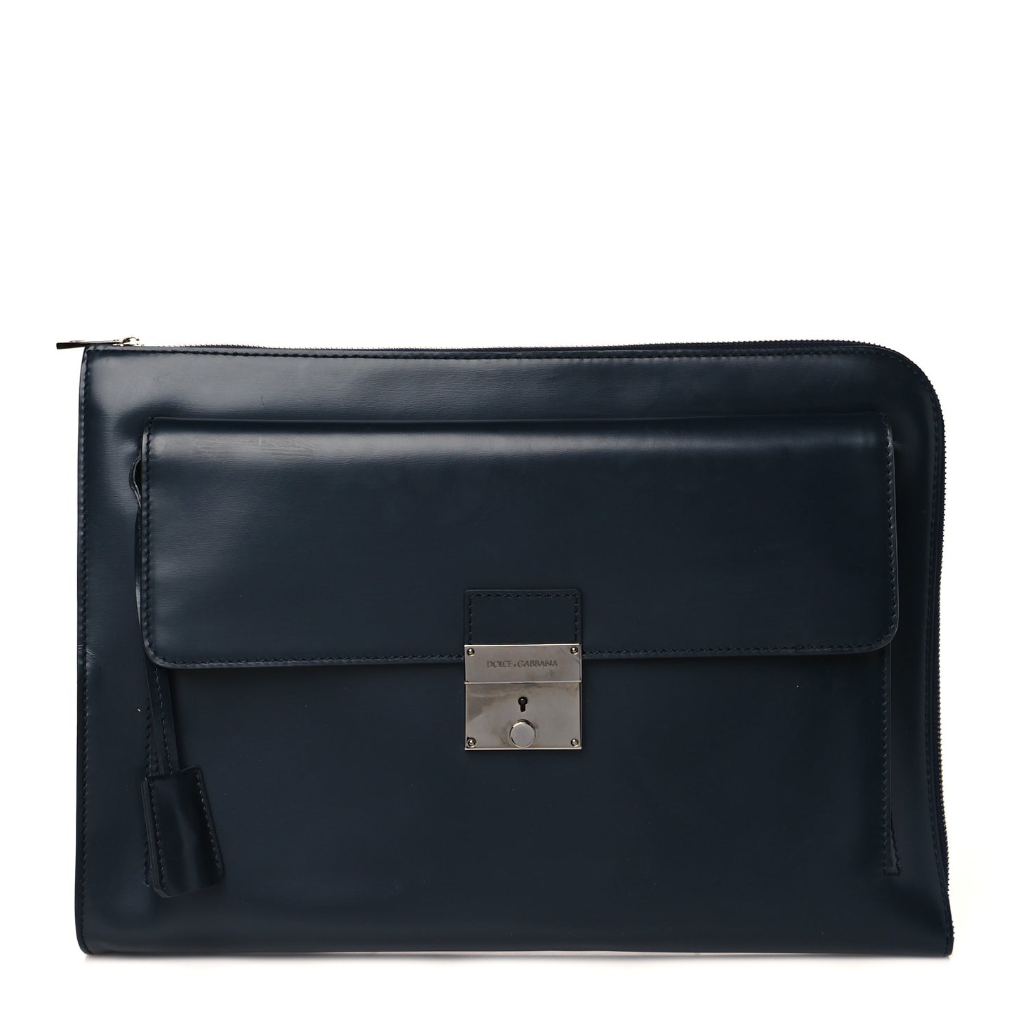 Vitello Large Zip Clutch Dark Blue