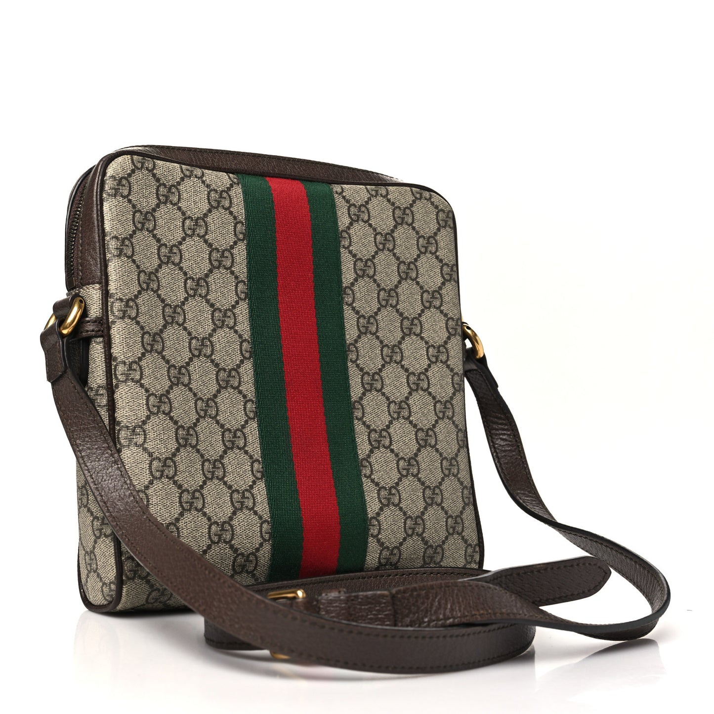 GG Supreme Monogram Web Small Ophidia Messenger Bag Brown
