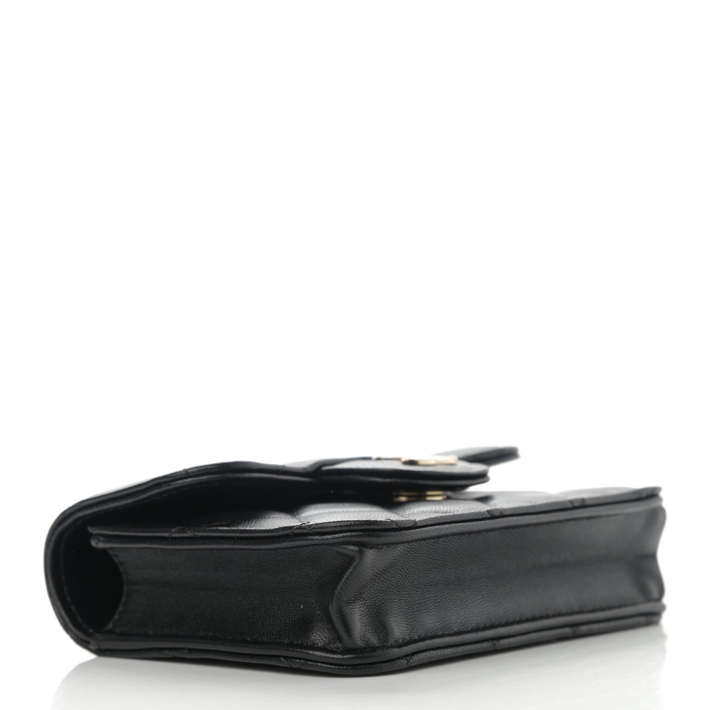 Lambskin Quilted Top Handle Flap Coin Purse With Chain Black