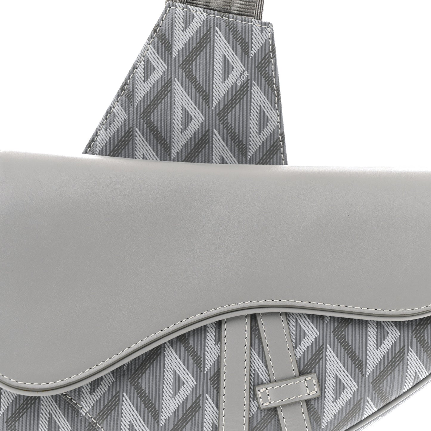Coated Canvas Calfskin CD Diamond Mens Saddle Bag Gray