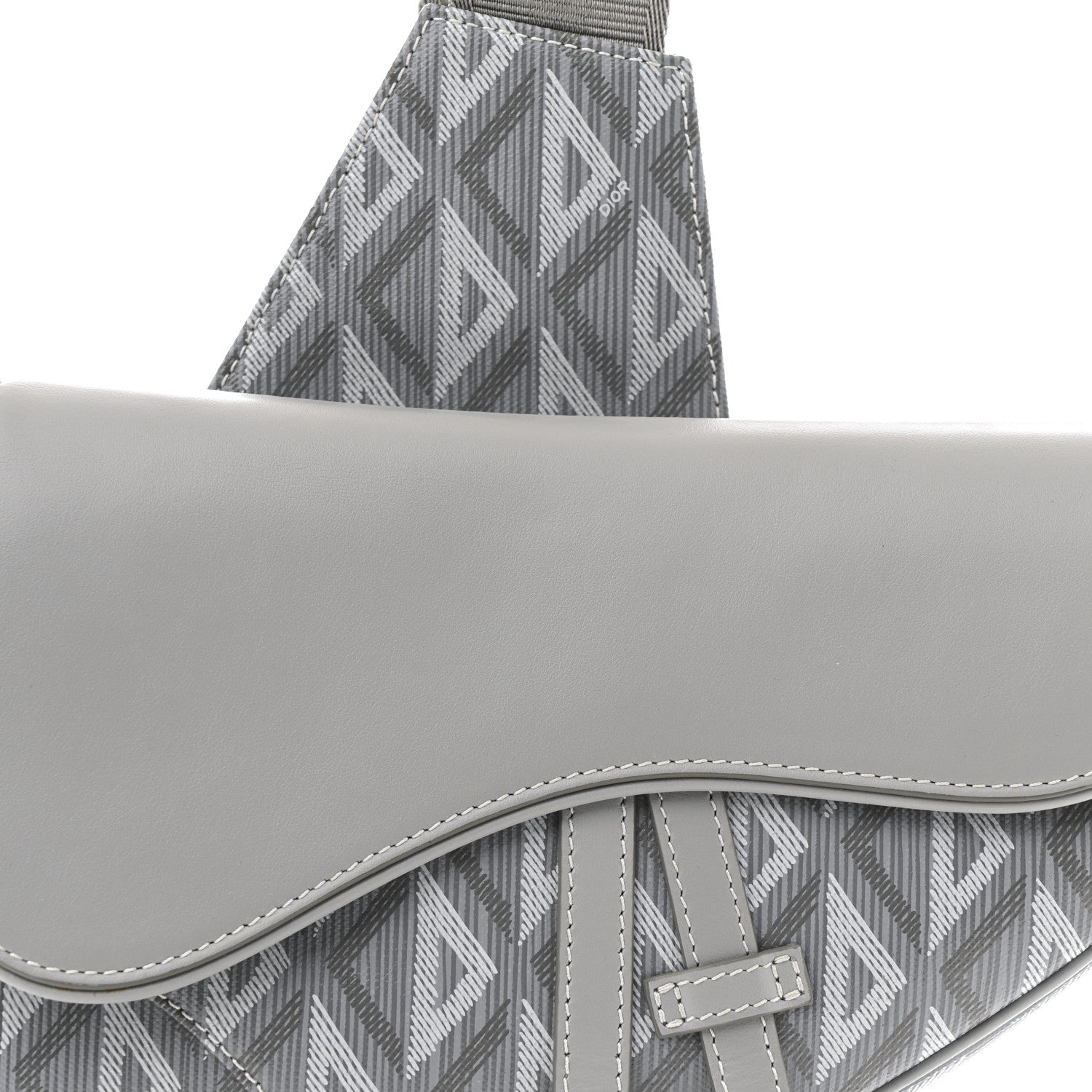 Christian Dior Coated Canvas Calfskin CD Diamond Mens Saddle Bag Gray 8 of 12