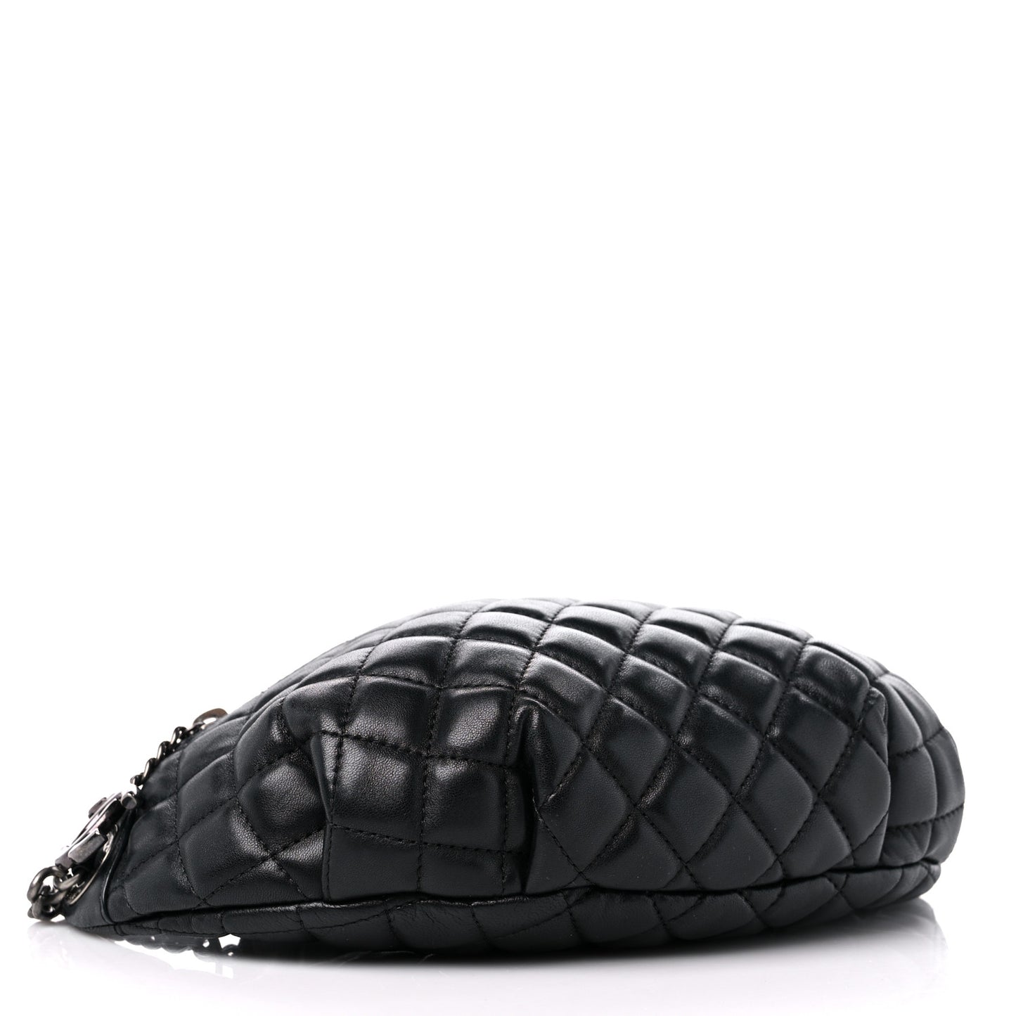 Lambskin Quilted Banane Waist Bag Fanny Pack Black