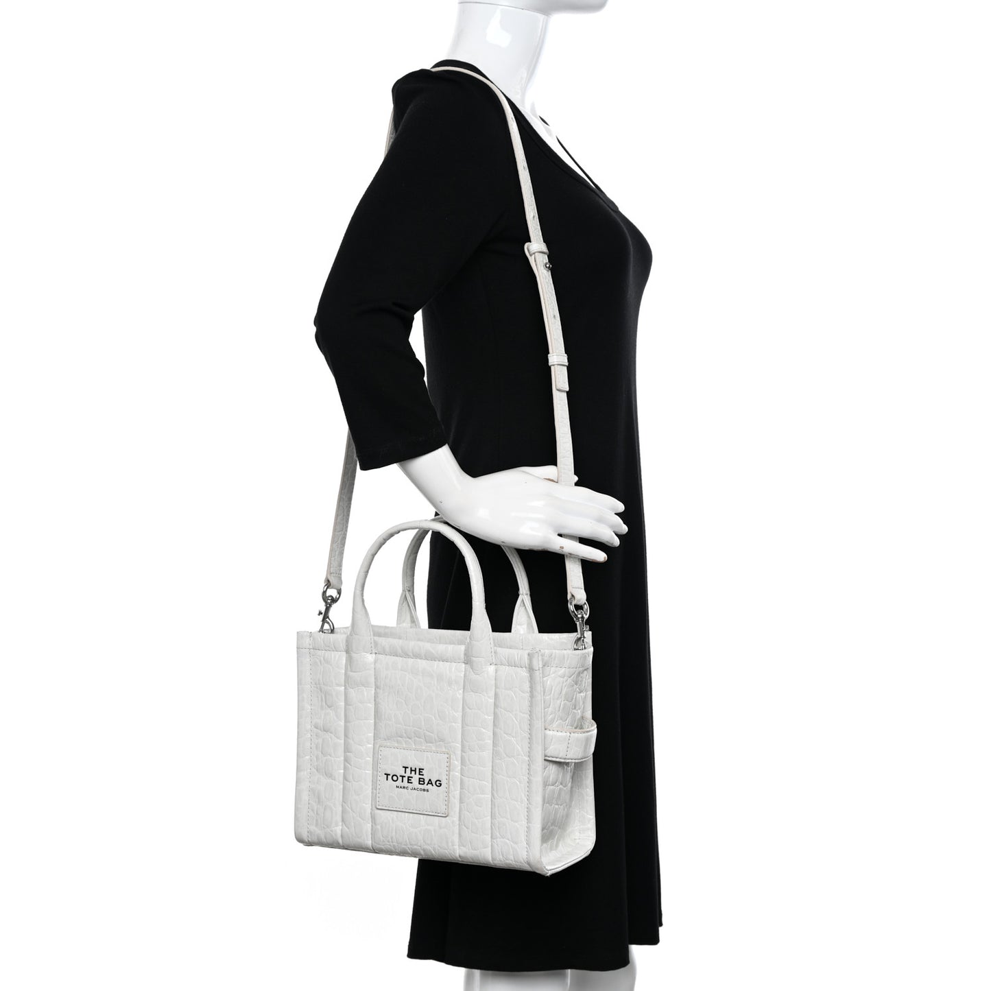 Croc Embossed Medium The Tote Bag White