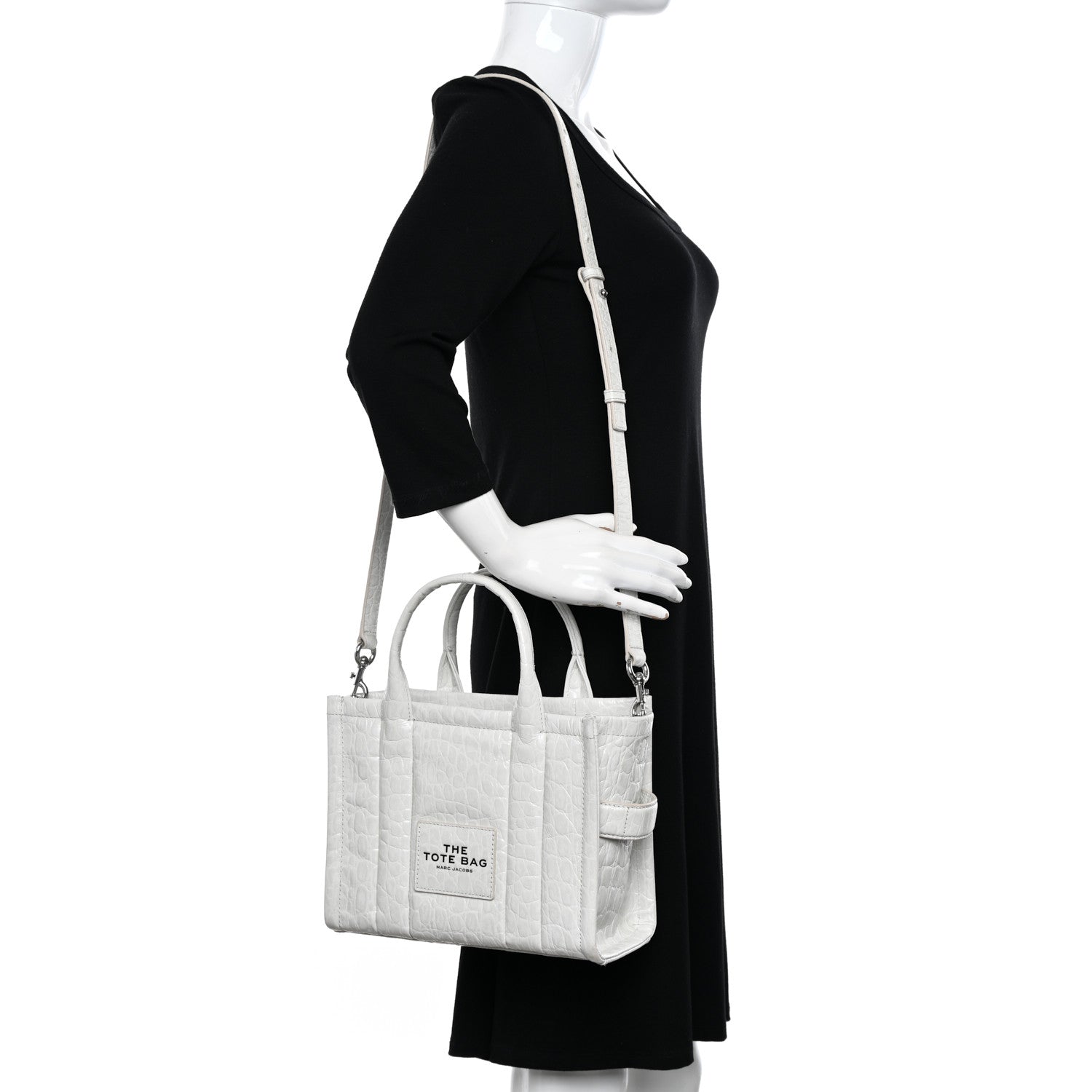Marc Jacobs Croc Embossed Medium The Tote Bag White 2 of 13