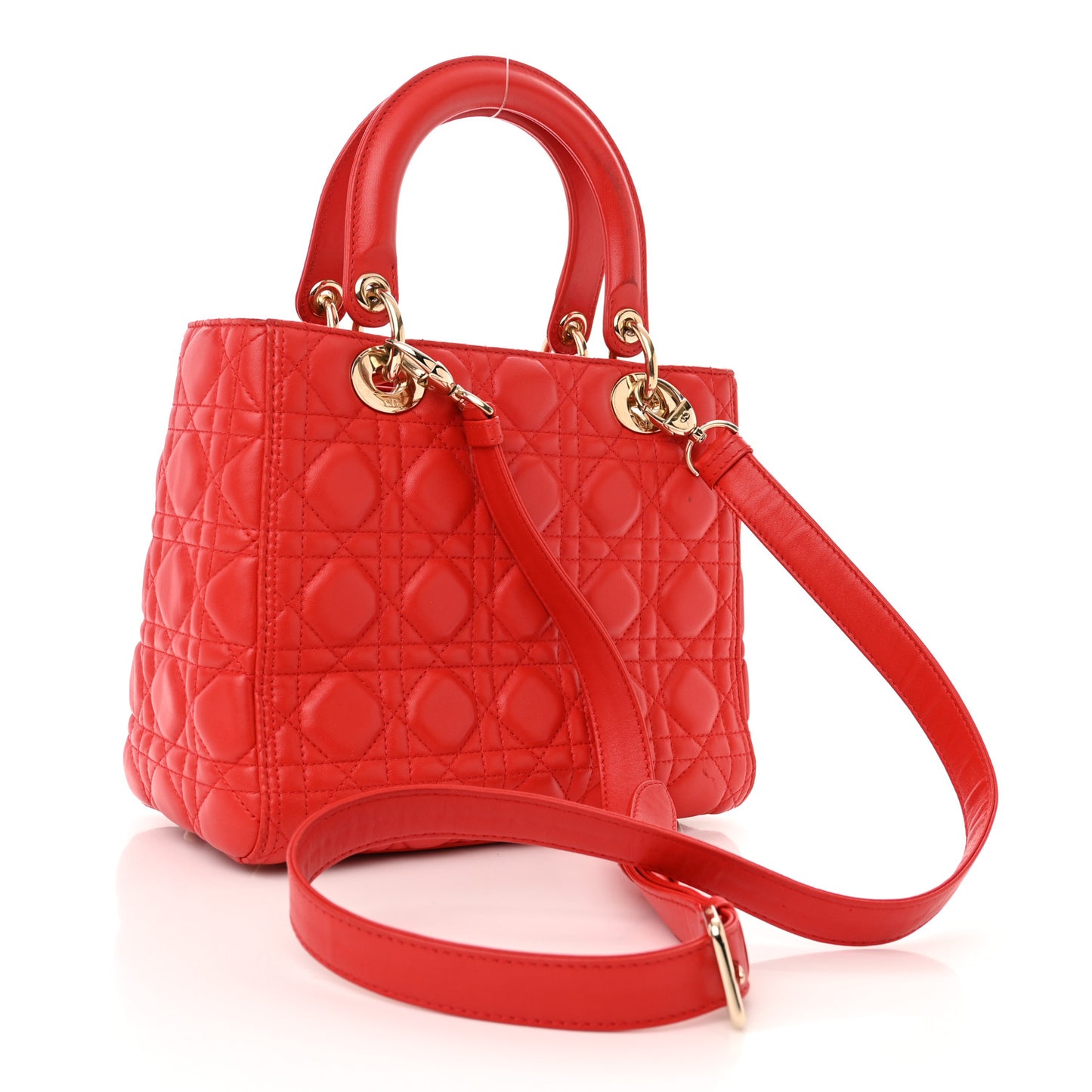 Lambskin Cannage Medium Lady Dior Red