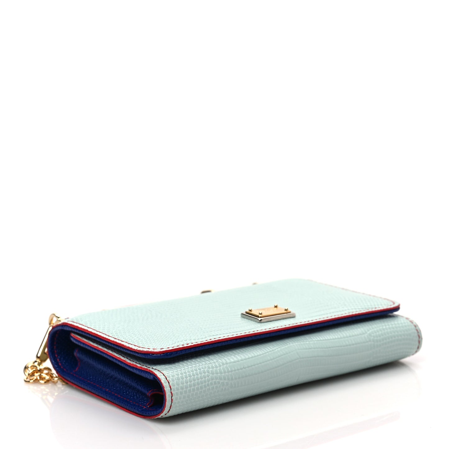 Dauphine Stampa Iguana Mini Miss Sicily Chain Phone Case Wallet Blue Multicolor