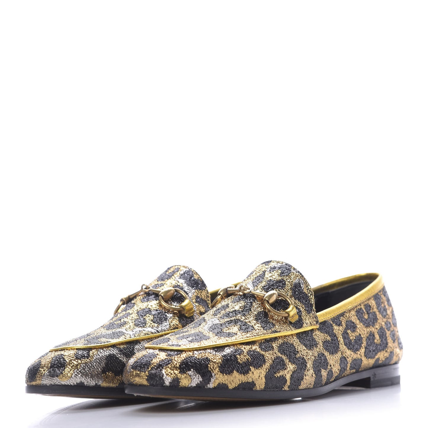 Jacquard Leopard Print Horsebit Womens Jordaan Loafers 36 Gold