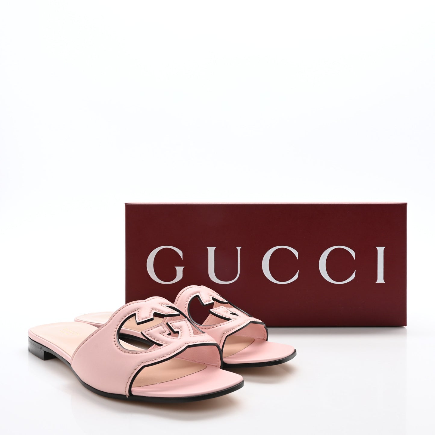 Cosmos Softy Calfskin Interlocking G Cut Out Slide Sandals 40 Candy Cotton