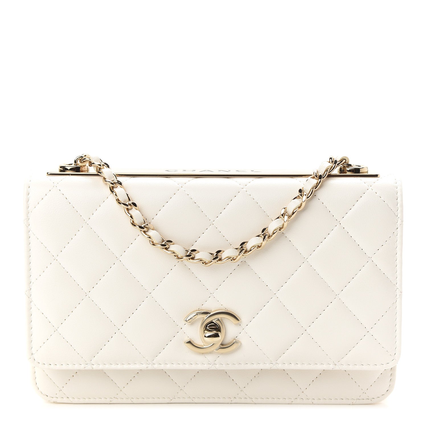 Chanel Lambskin Quilted Trendy CC Wallet On Chain WOC White 944569