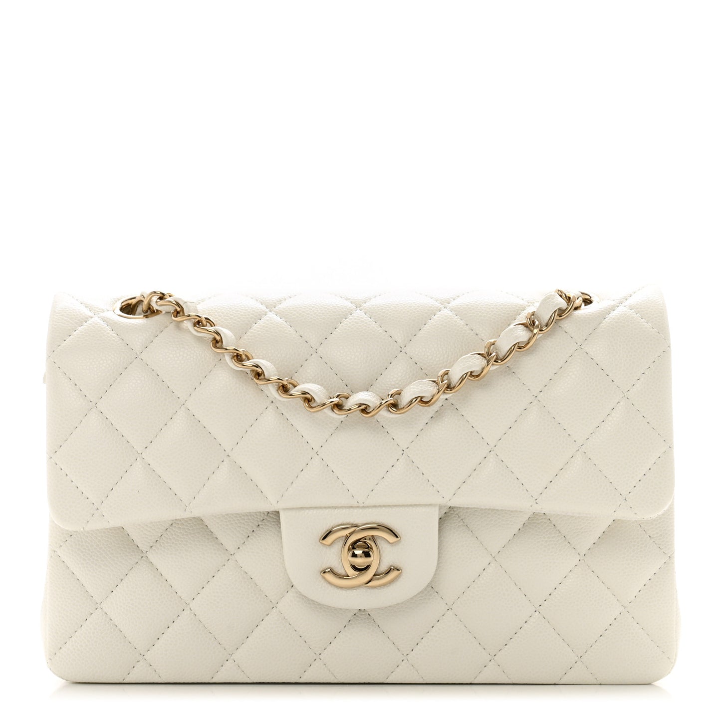 Caviar Quilted Small Double Flap White