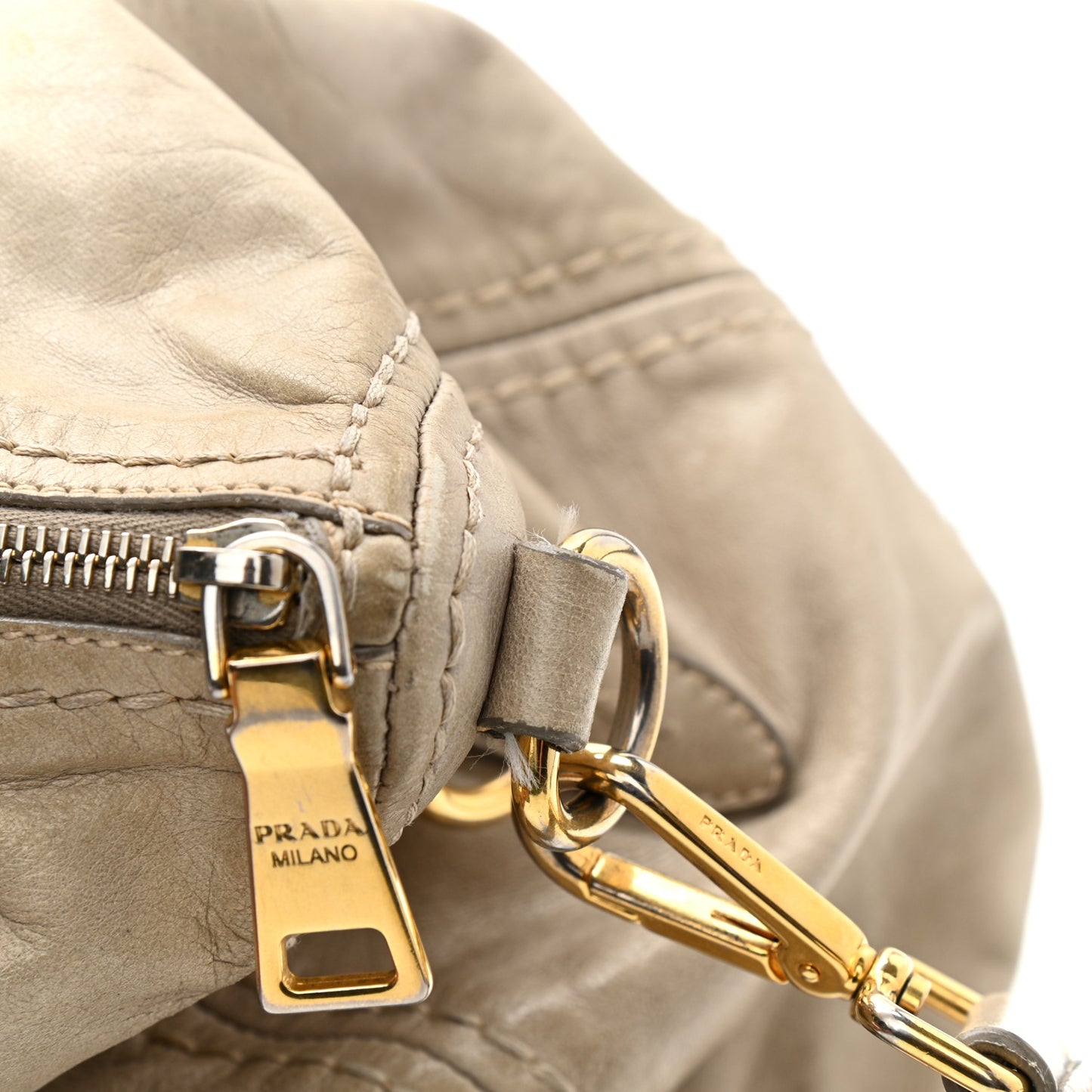 Vitello Shine Shopping Satchel Cammeo
