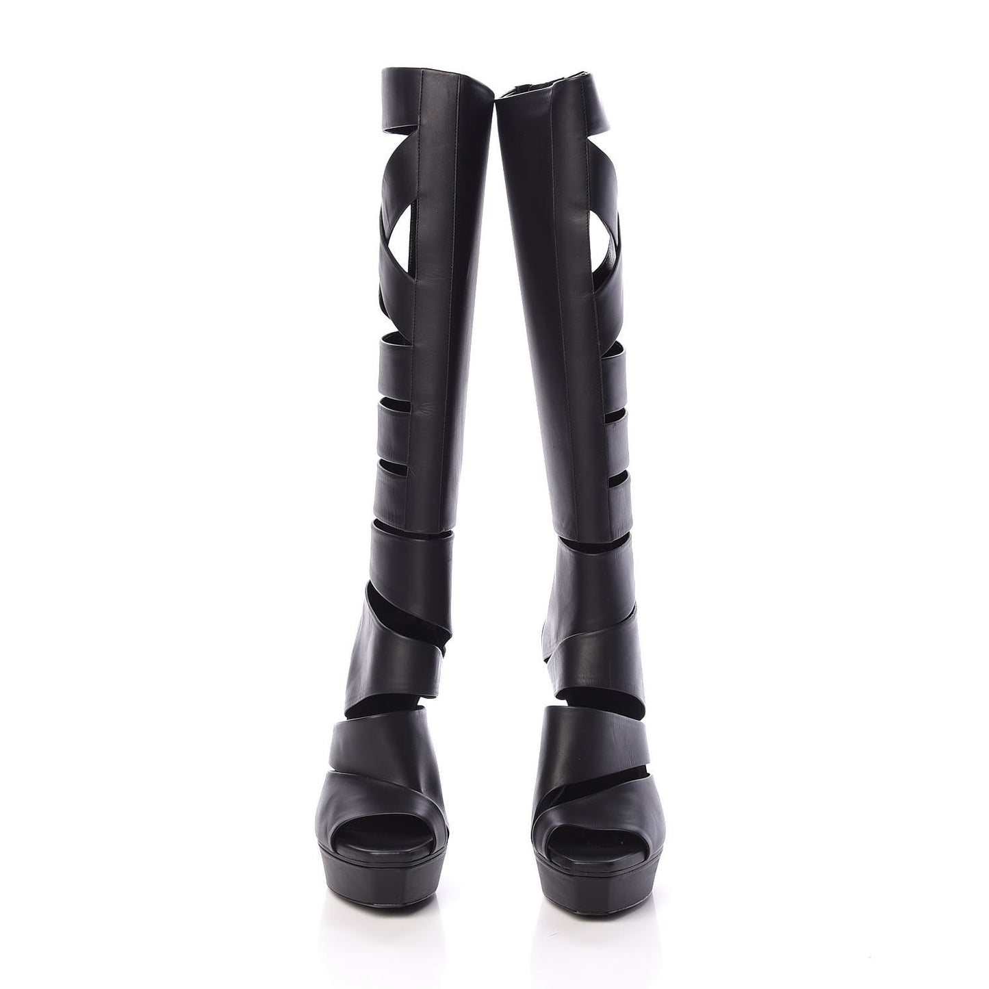 Calfskin Helena Tall Cutout Boots 37 Black
