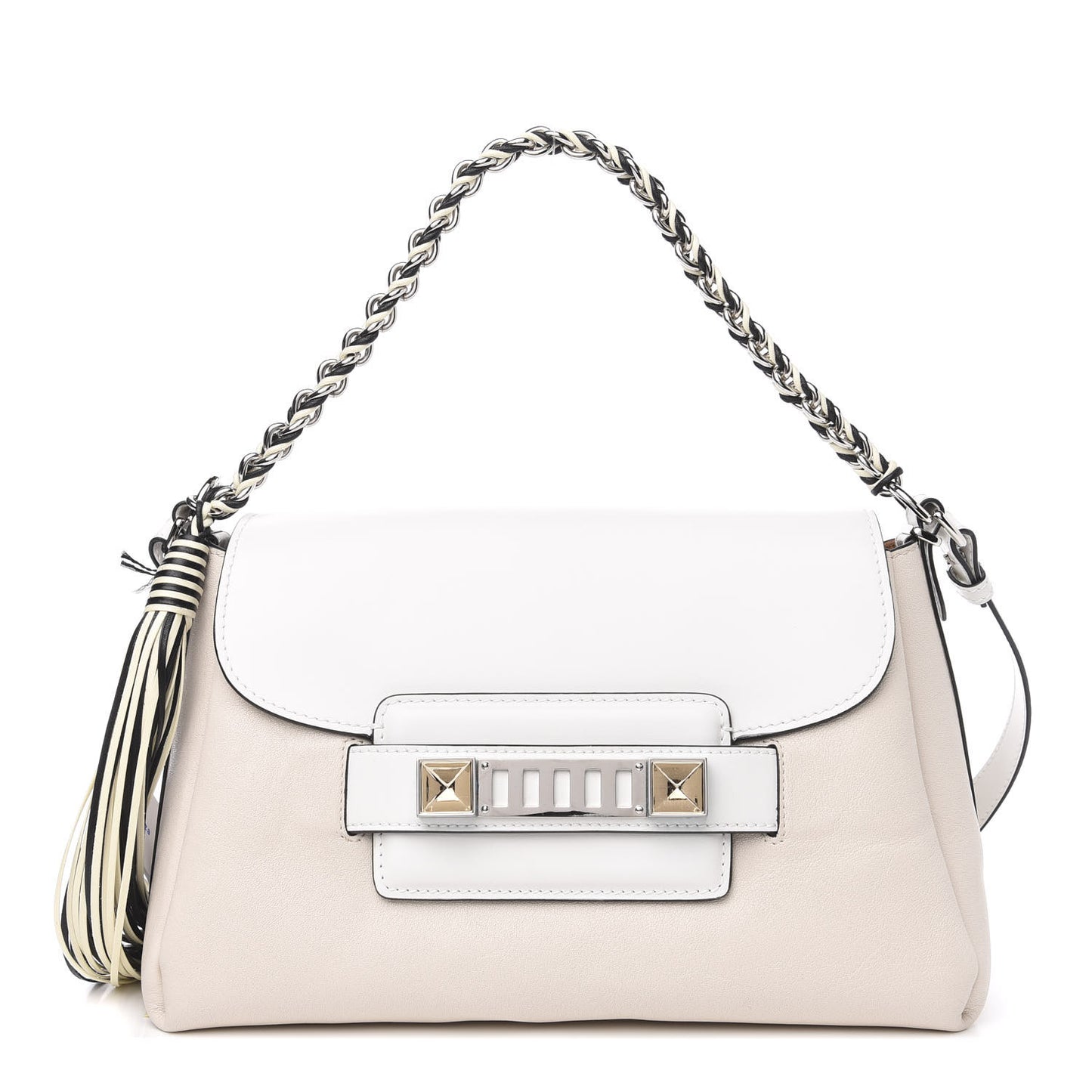 Lambskin Calfskin PS11 Soft Classic Shoulder Bag Optic White Clay