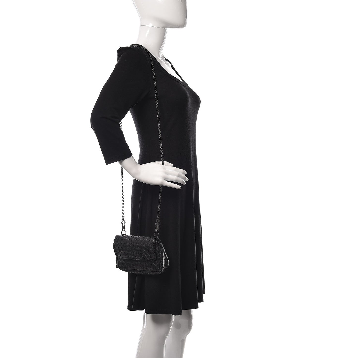 Nappa Intrecciato Small Chain Crossbody Black