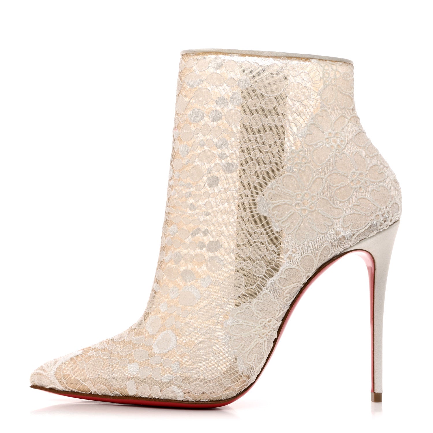 Christian Louboutin Lace Gipsybootie 100 Ankle Boots White