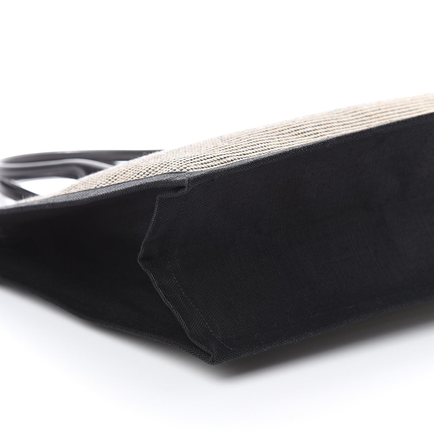 Embroidered Cotton Linen Rive Gauche Noe Tote Black Beige