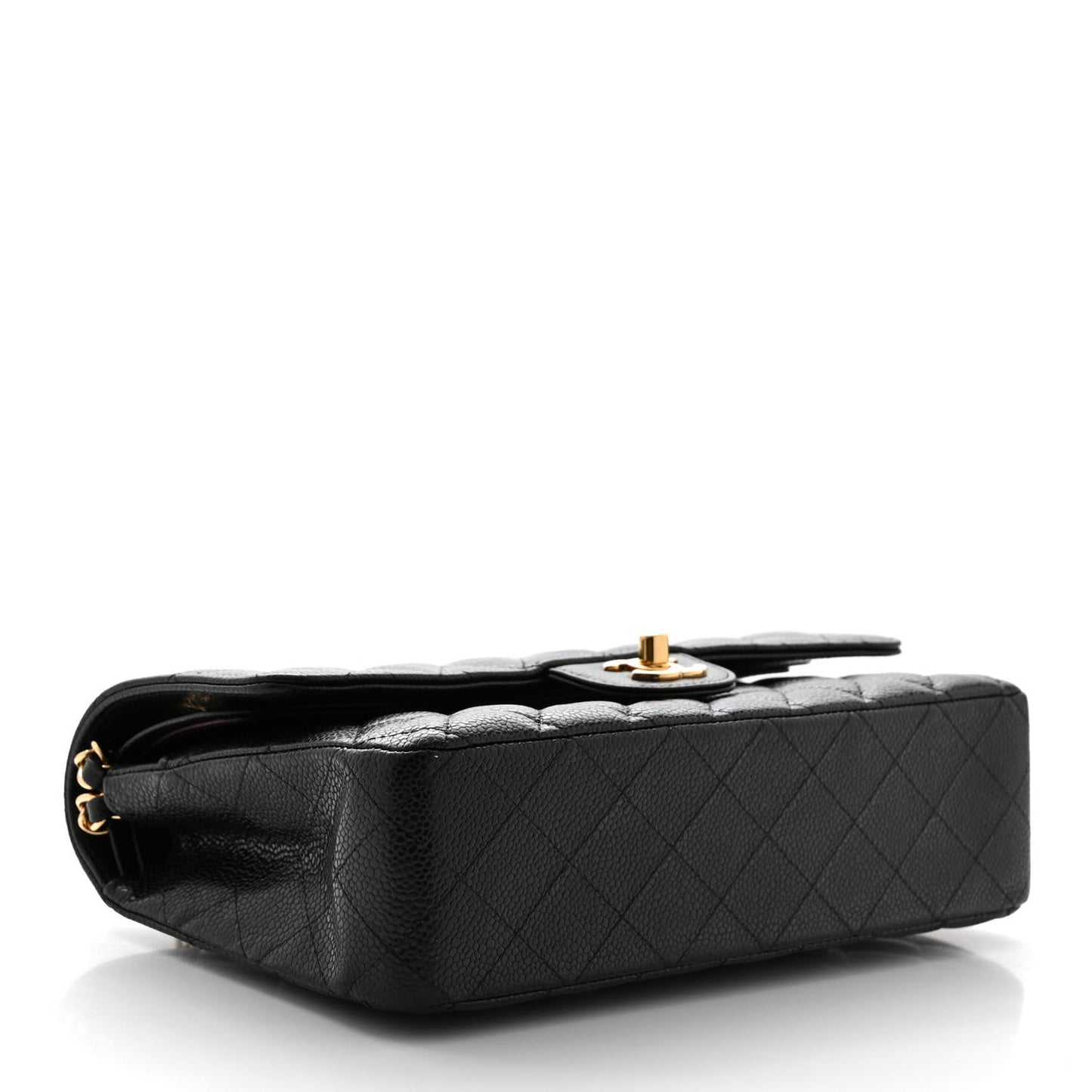 Caviar Quilted Medium Double Flap Black