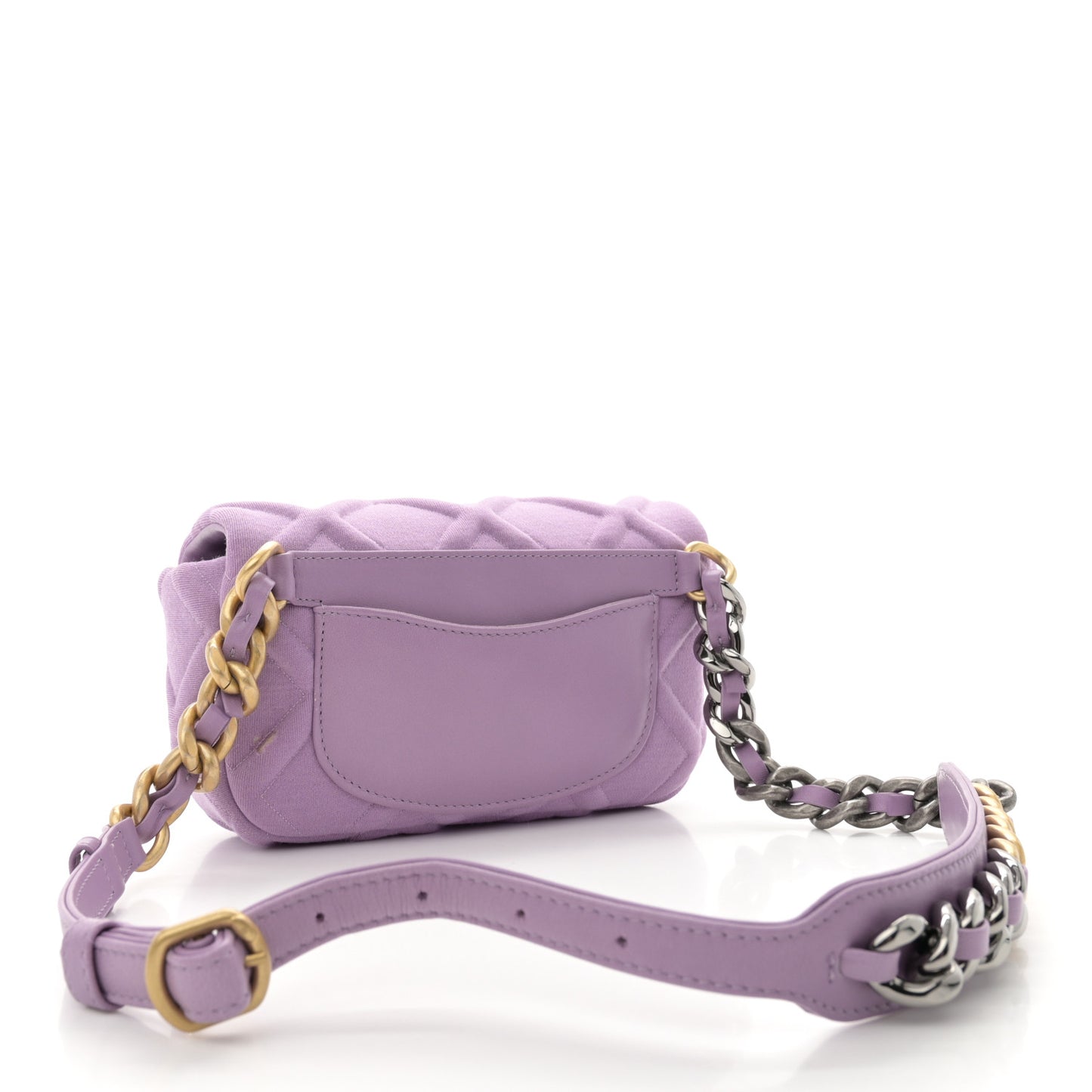 Jersey Quilted Chanel 19 Waist Bag Purple