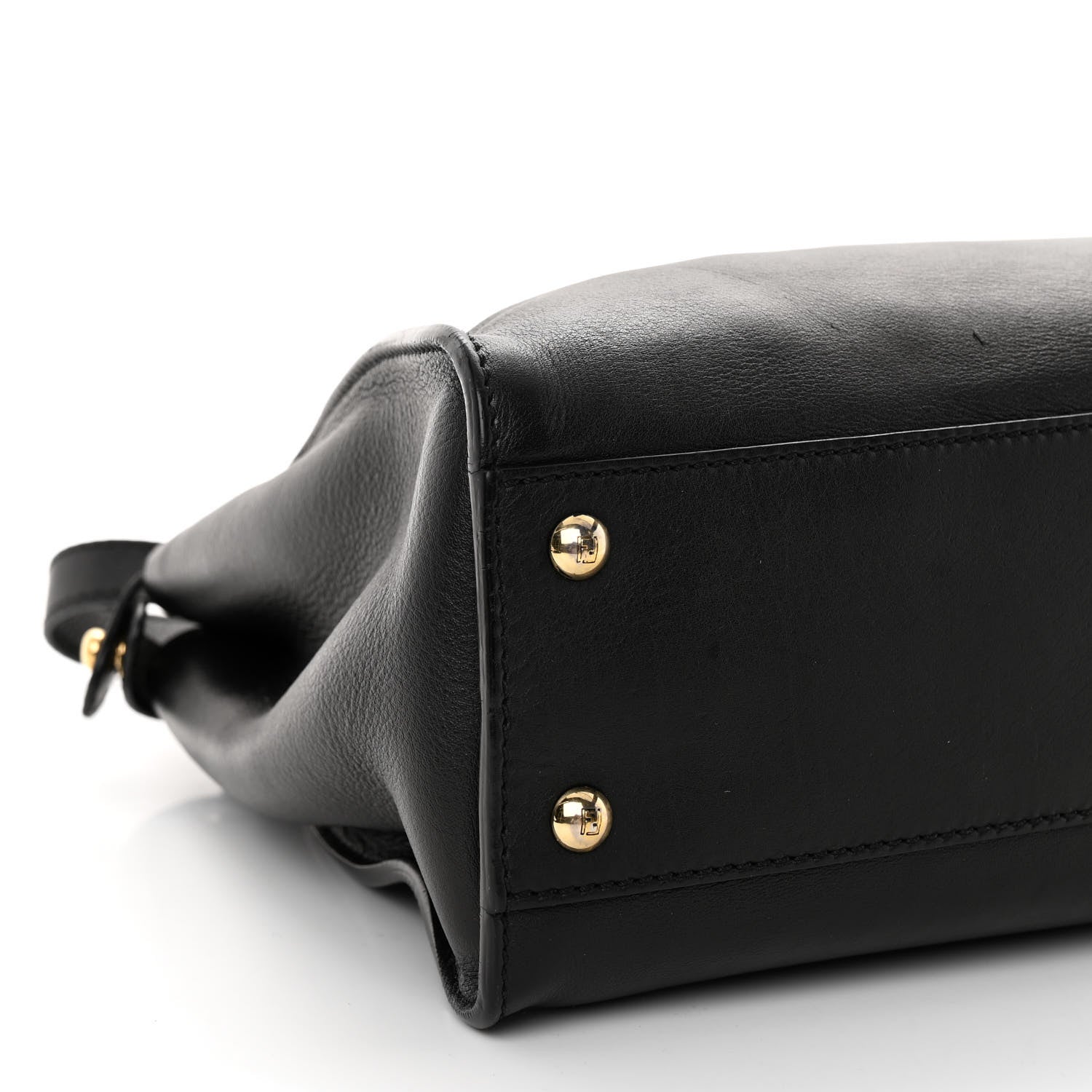 Fendi Vitello Seta Shiny Nappa Medium Peekaboo Iconic Satchel Black 9 of 11