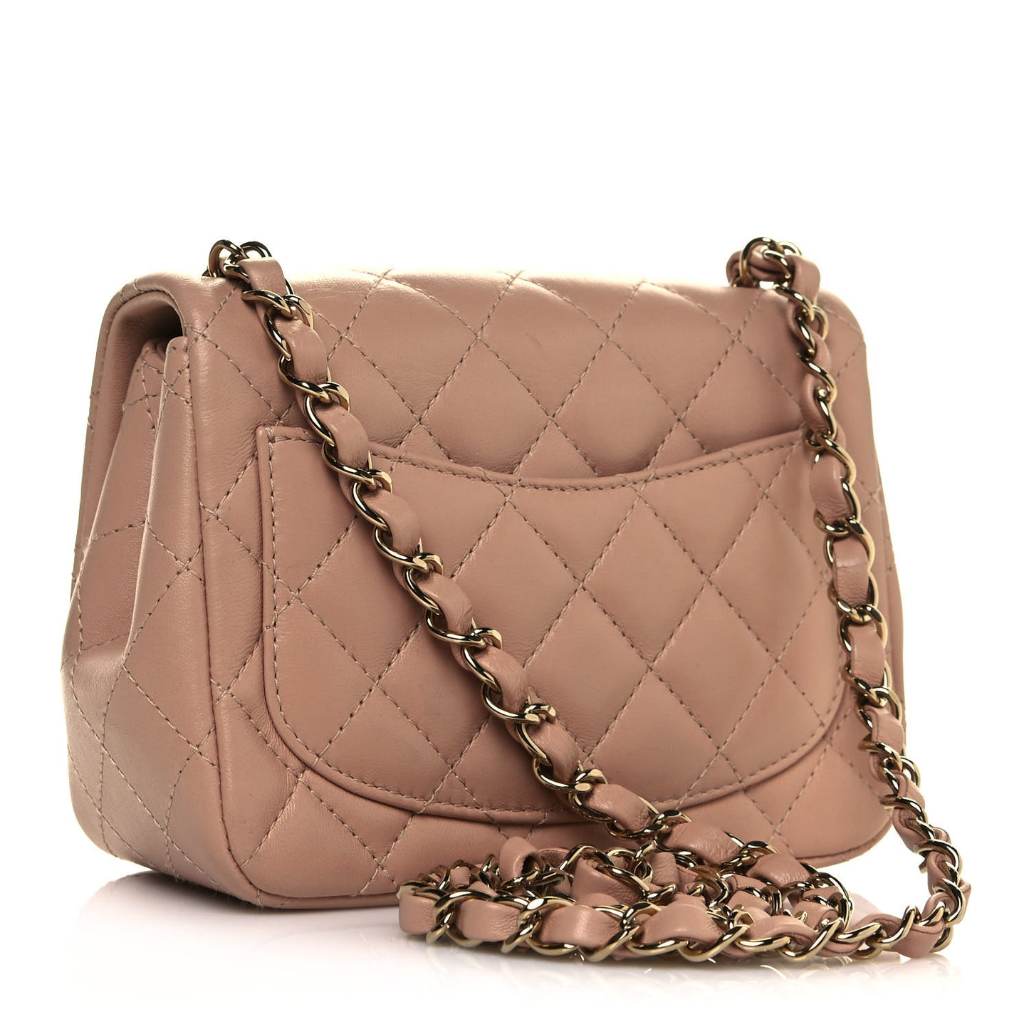 Lambskin Quilted Mini Square Flap Beige