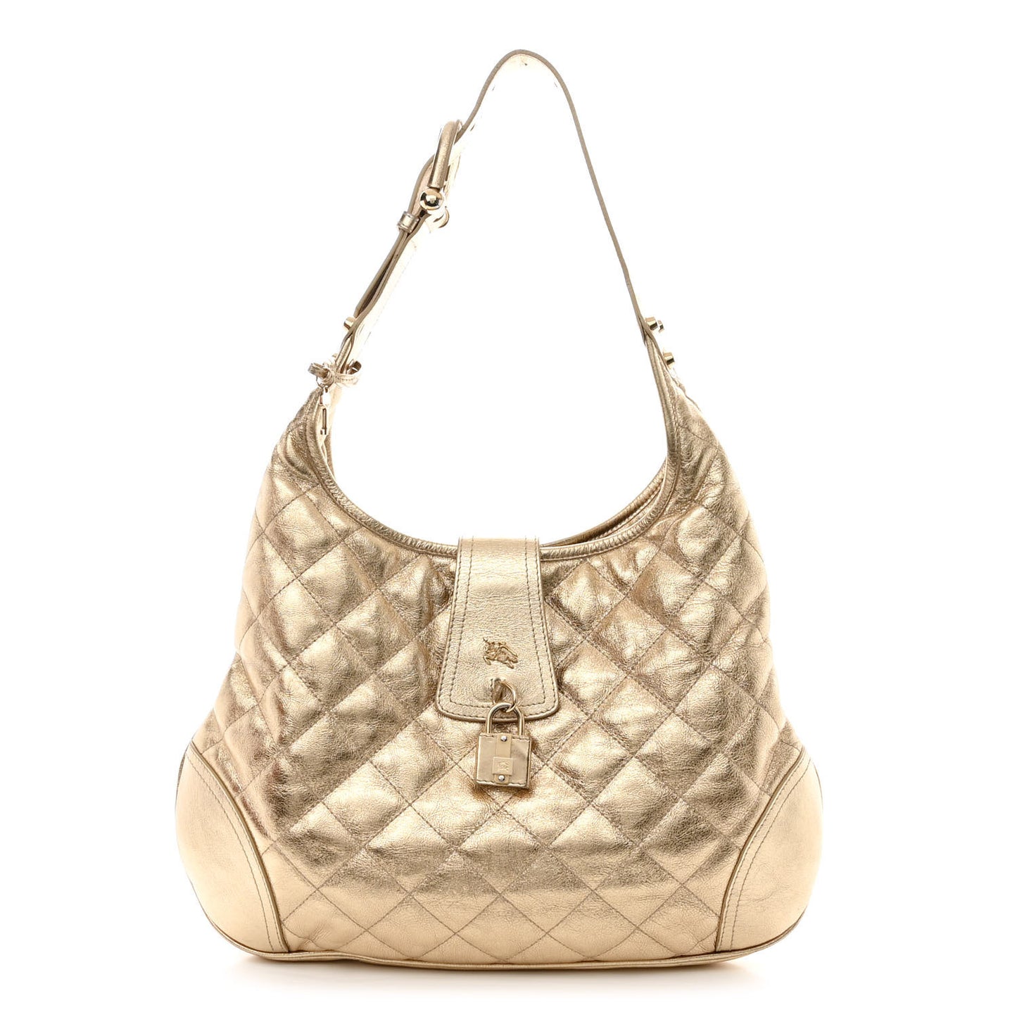 Metallic Calfskin Quilted Hoxton Hobo Gold