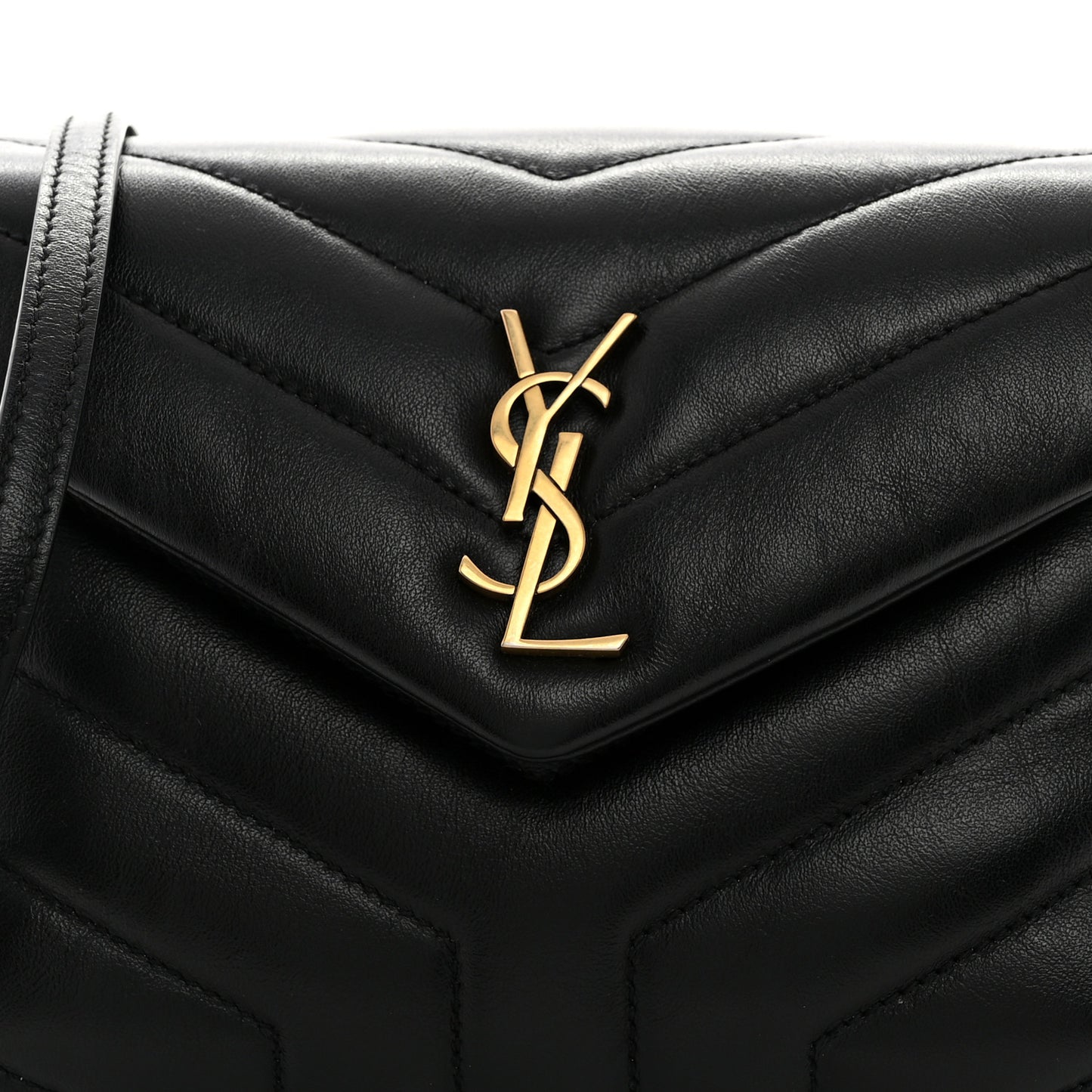 Calfskin Y Quilted Monogram Toy Loulou Crossbody Bag Black