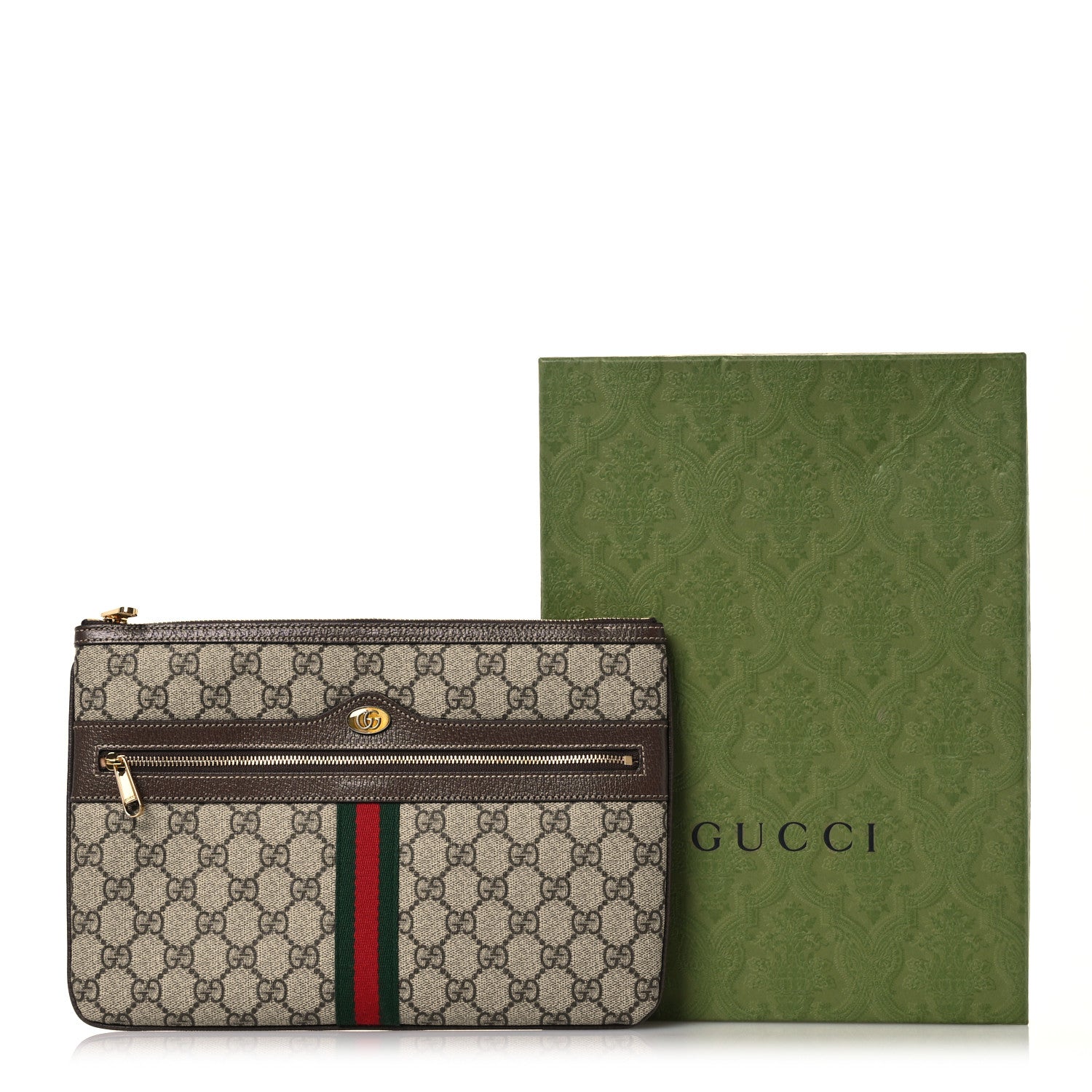 Gucci GG Supreme Monogram Large Ophidia Pouch Clutch Brown 10 of 10