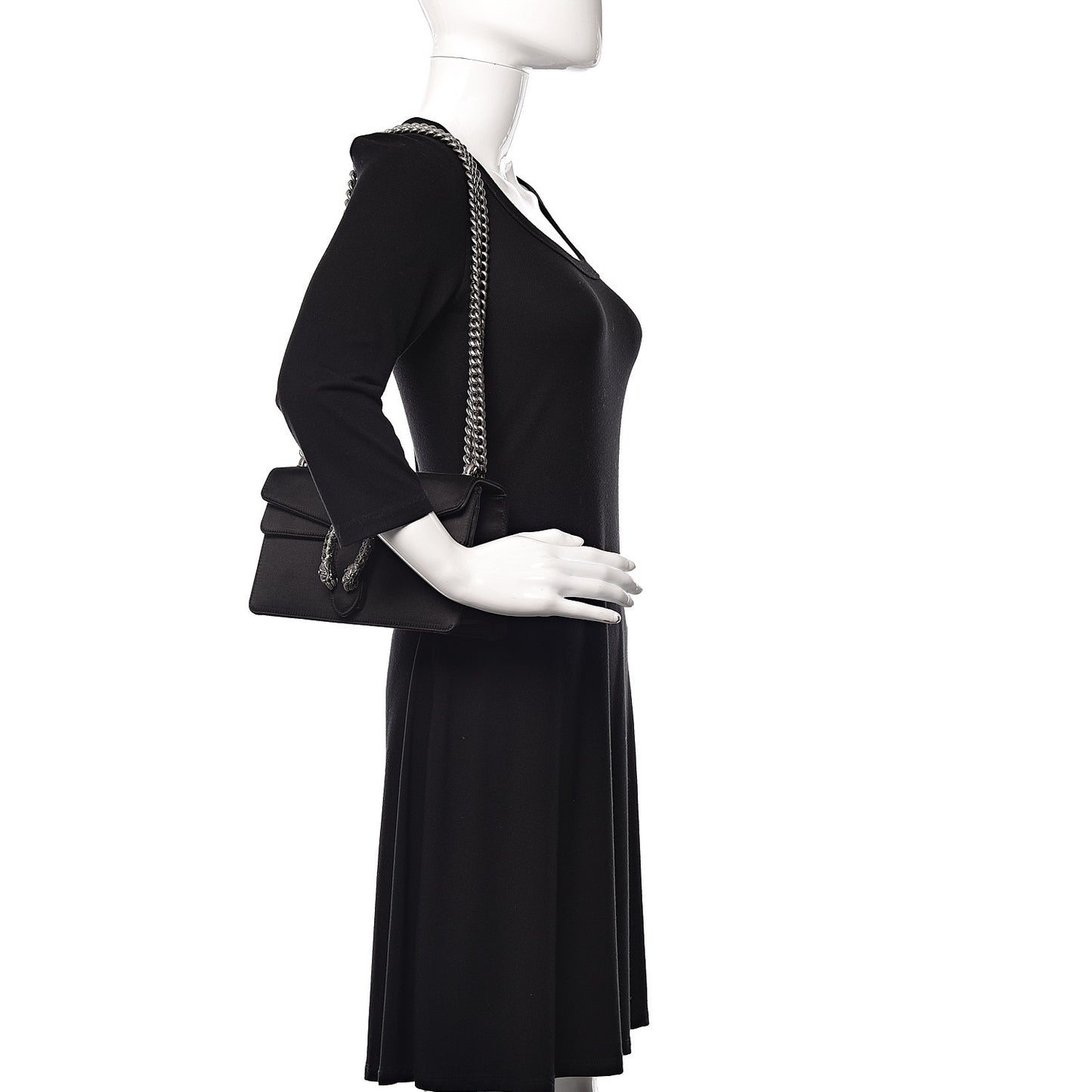 Satin Silk Crystal Small Dionysus Shoulder Bag Black Black Diamond