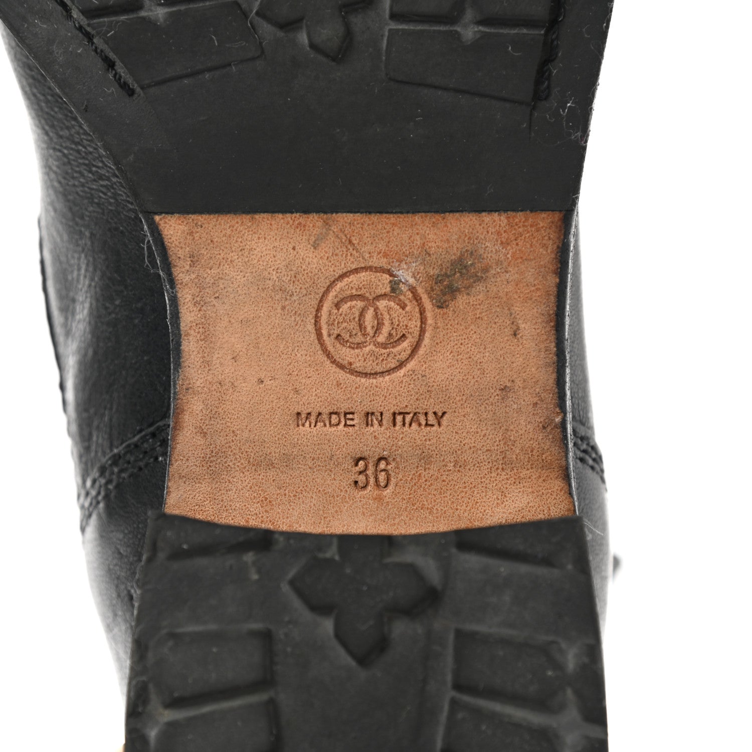 Chanel Sheepskin Quilted CC Tall Lace Up Combat Boots 36 Black 7 of 18