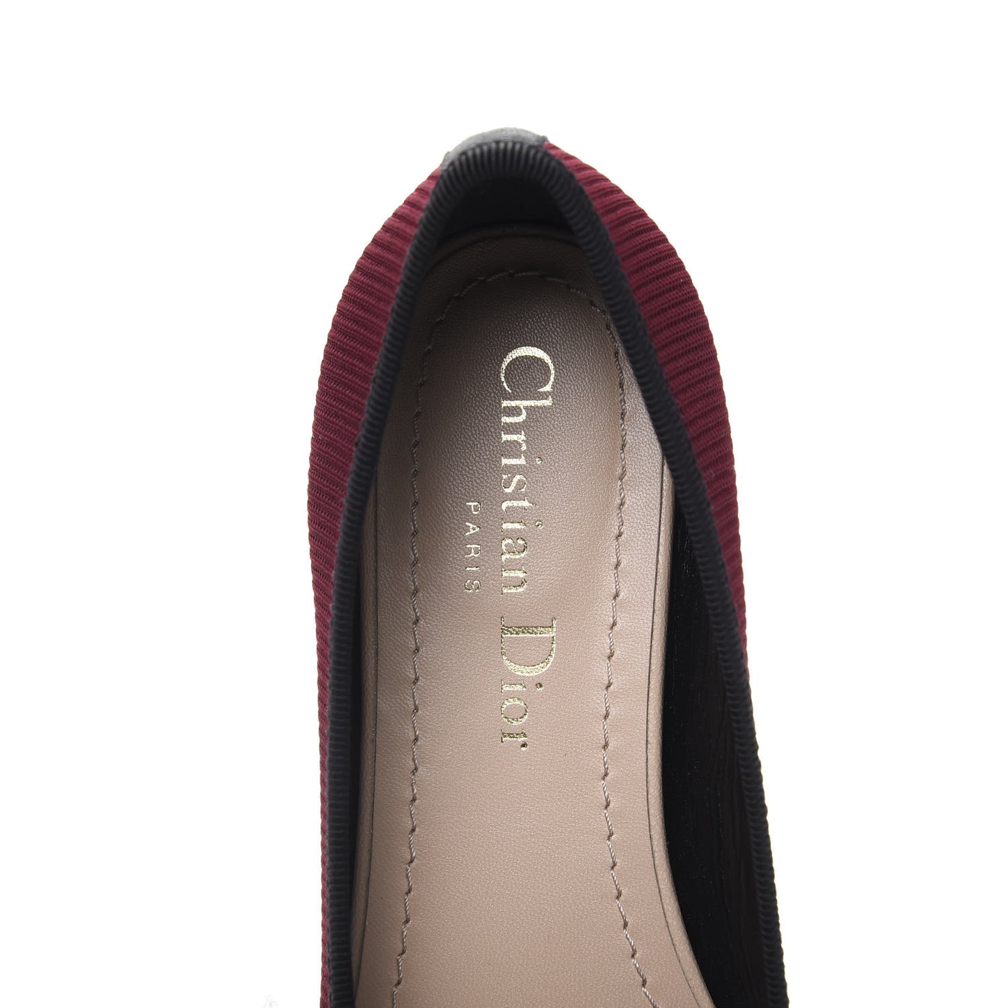 Fabric Ribbon Embroidered J'Adior Ballet Flats 35.5 Rouge Black
