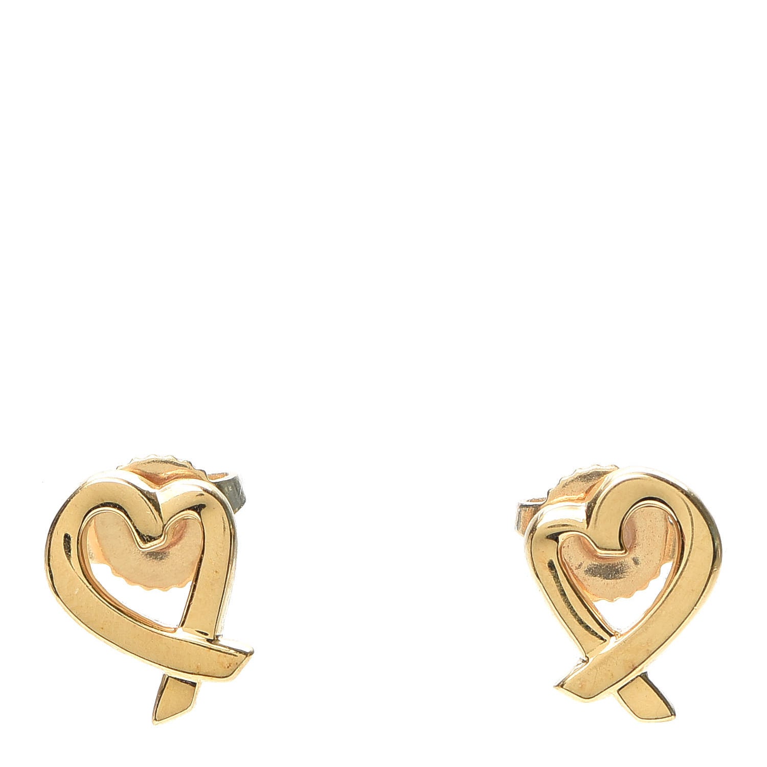 Tiffany 18K Yellow Gold Mini Paloma Picasso Loving Heart Earrings 1 of 4