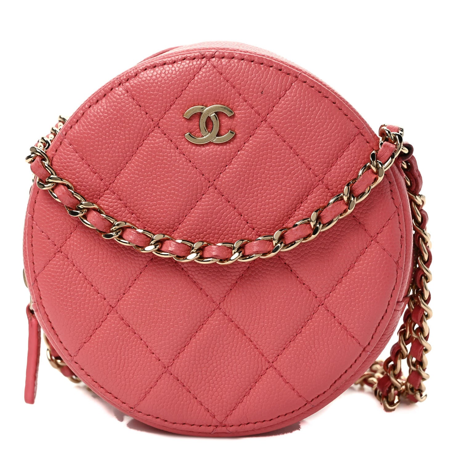 Chanel Caviar Quilted Round Clutch With Chain Pink 1 of 9