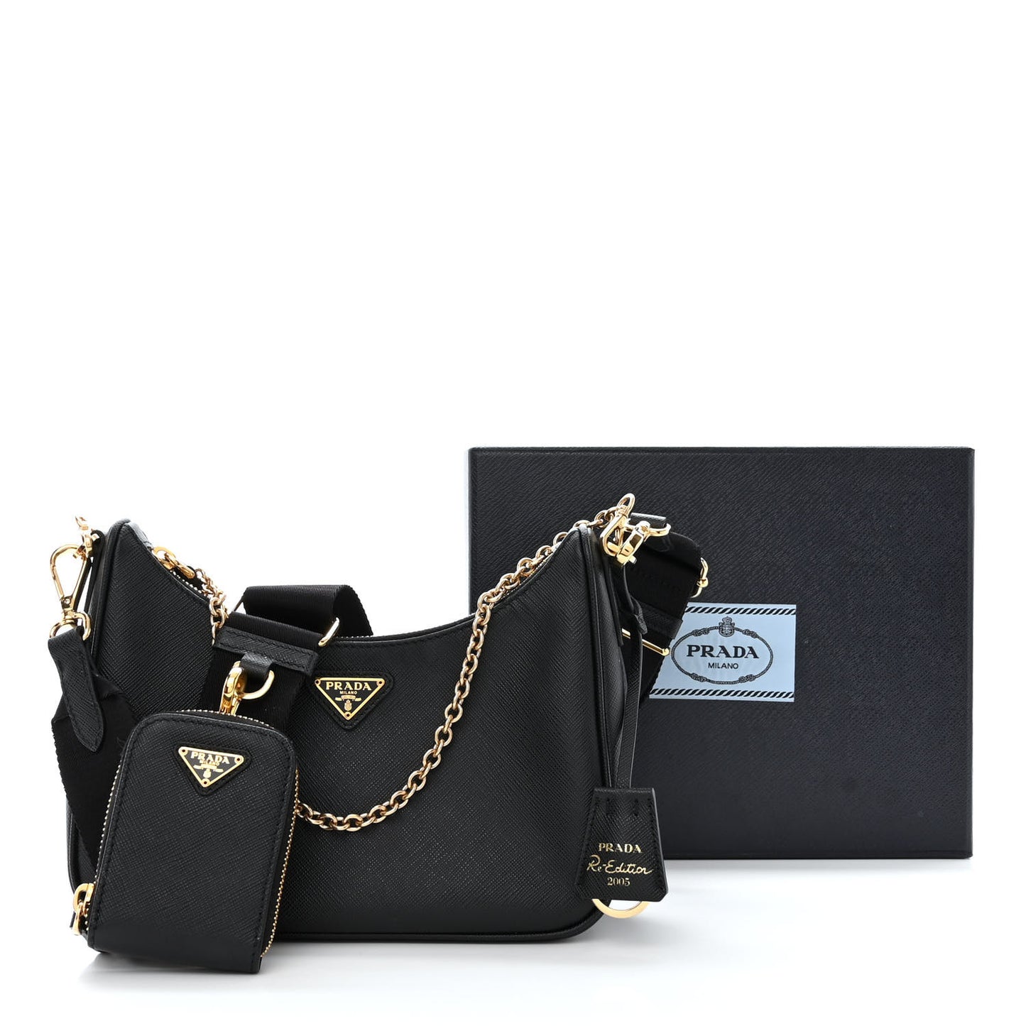 Saffiano Lux Re-Edition 2005 Shoulder Bag Black