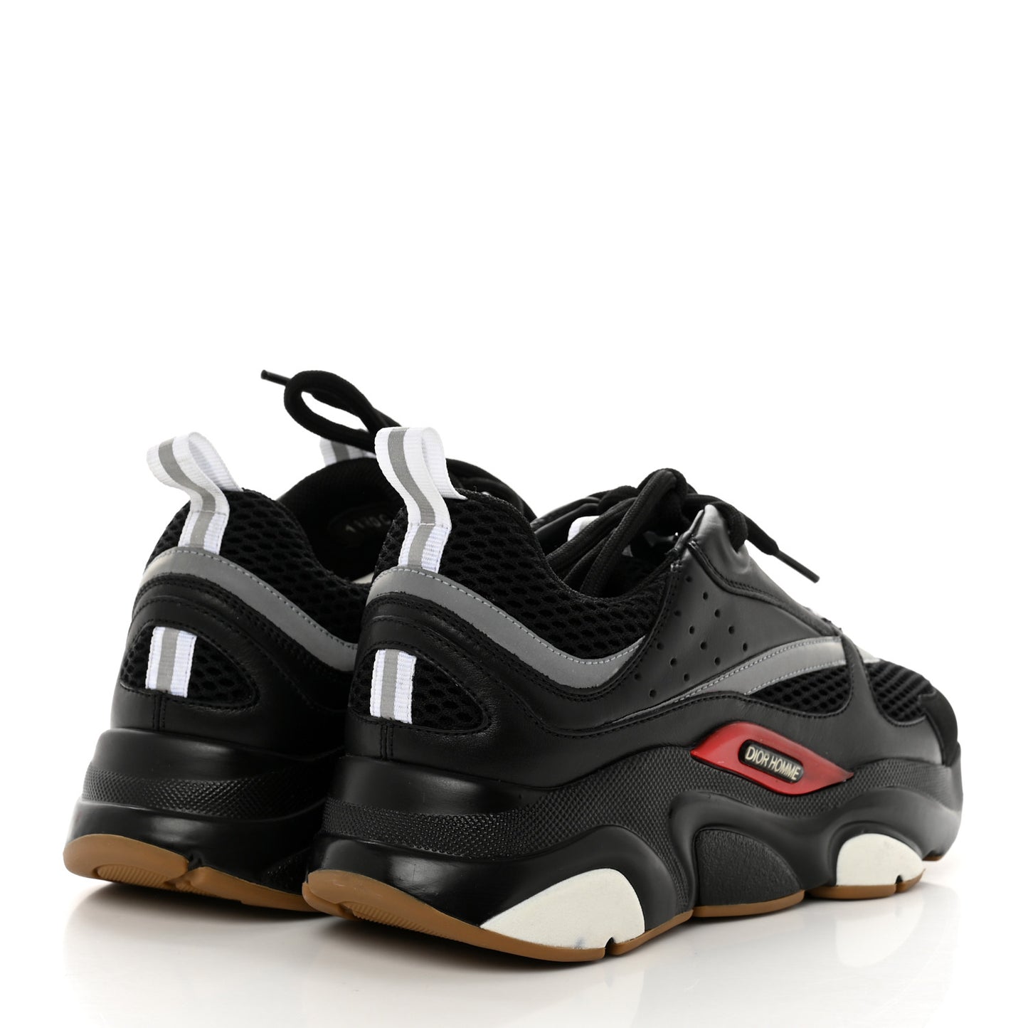 Technical Mesh Calfskin Mens B22 Sneakers 39 Black Red