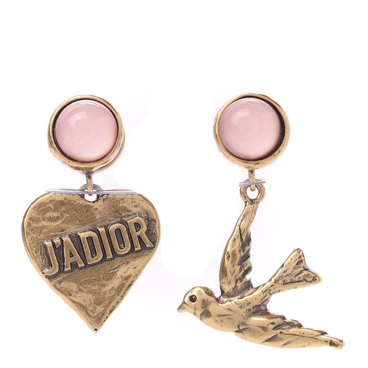 Metal Resin Le Printemps de Dior Earrings Aged Gold Pink