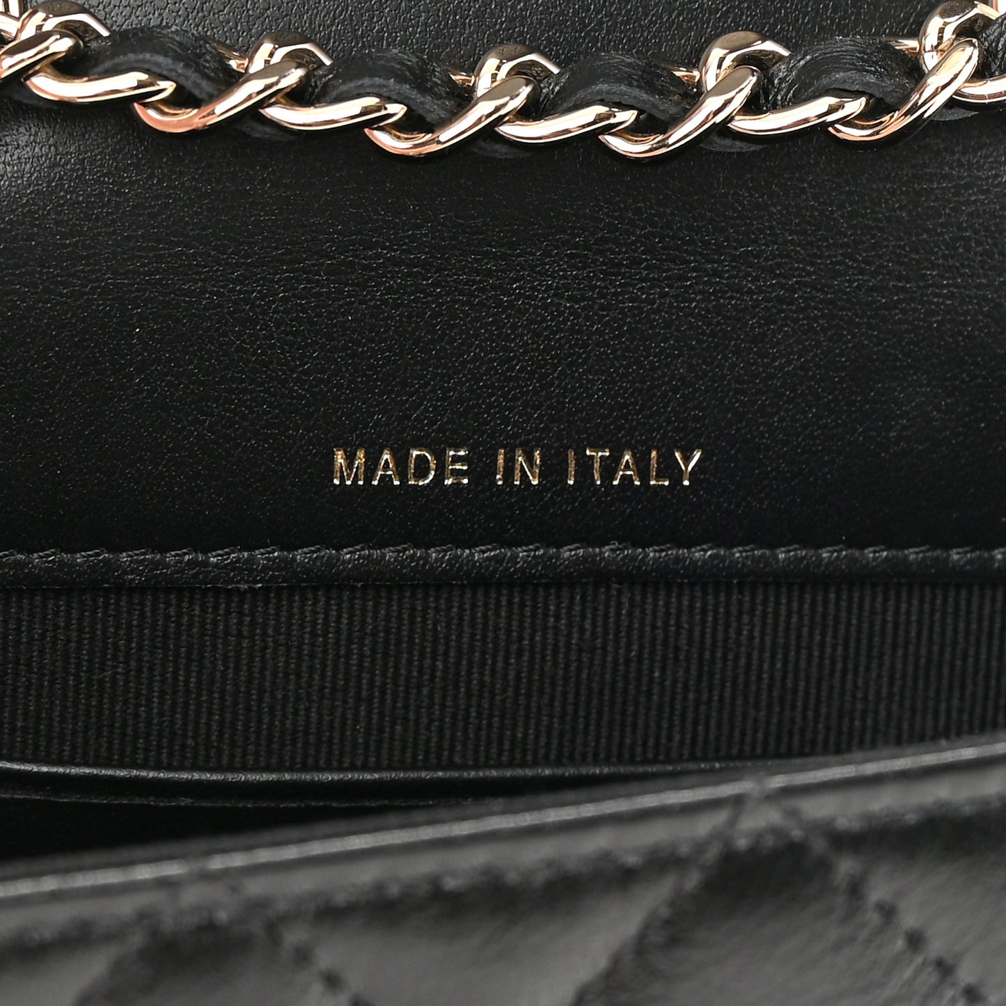 Calfskin Quilted Clutch with Chain Black