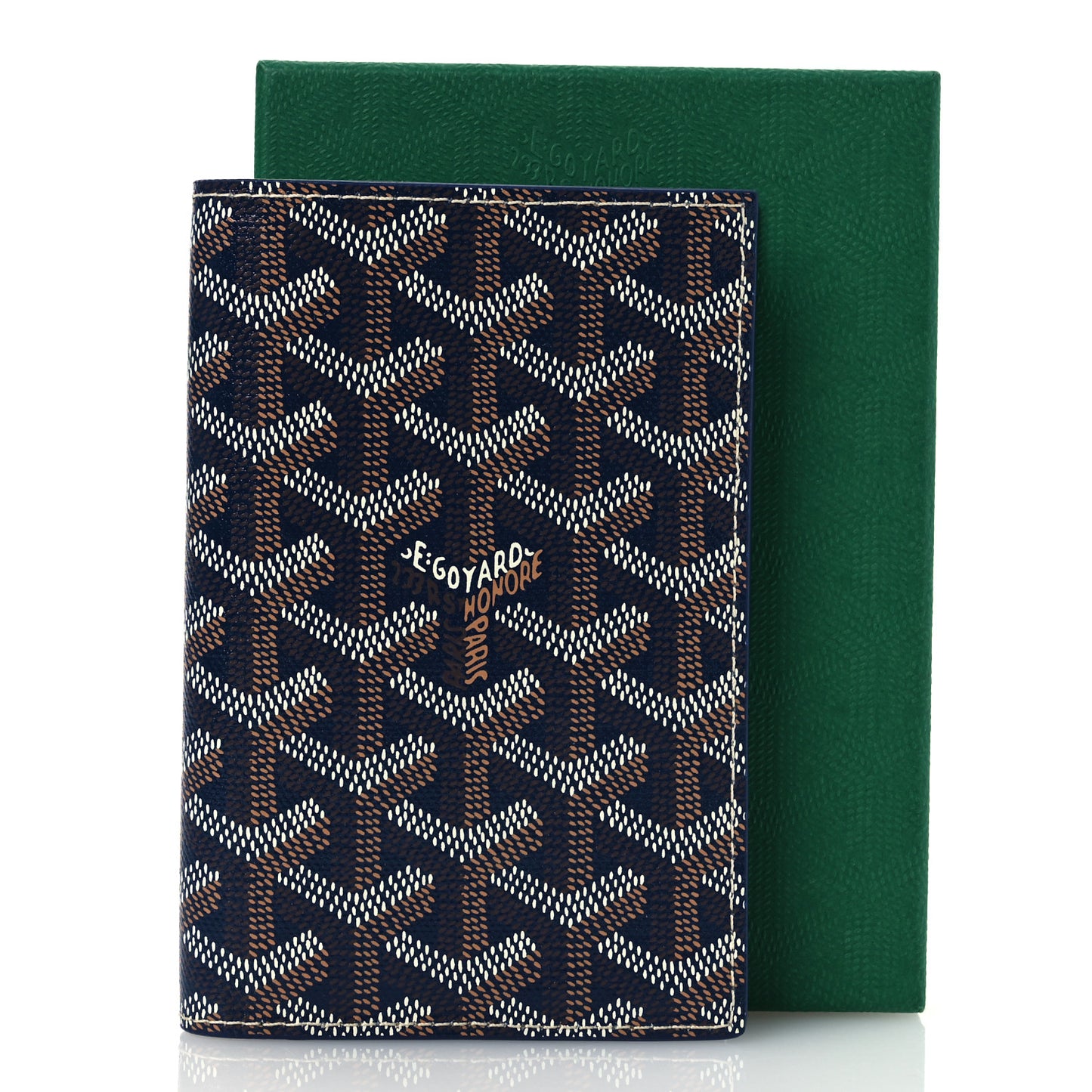 Goyardine Grenelle Passport Wallet Navy
