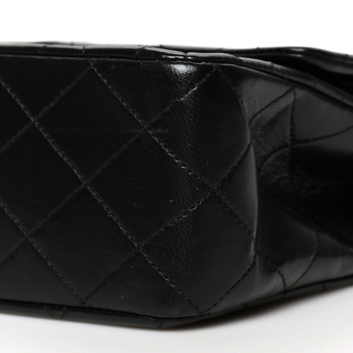 Lambskin Quilted Medium Double Flap Black