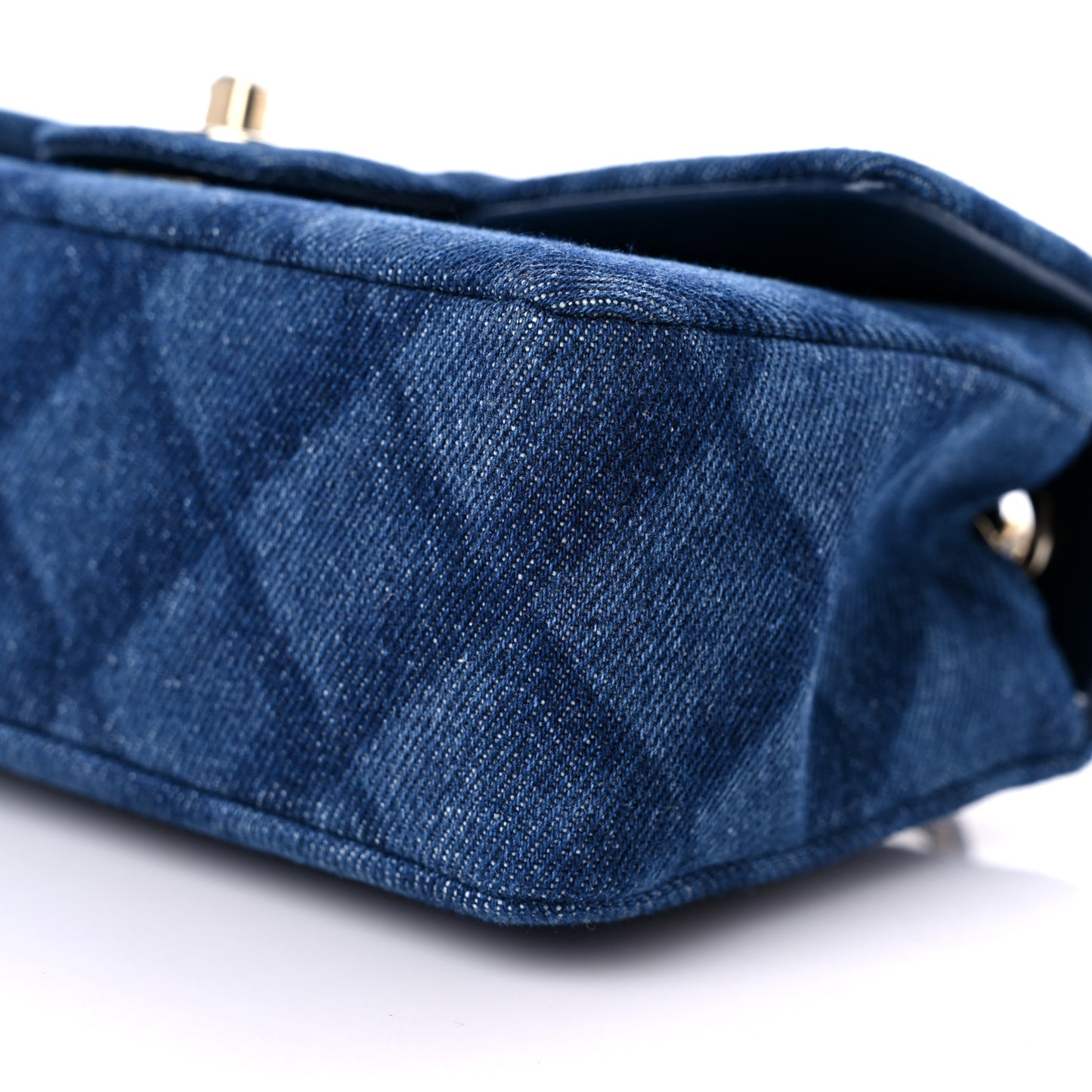 Printed Denim Quilted Mini Rectangular Flap Dark Blue