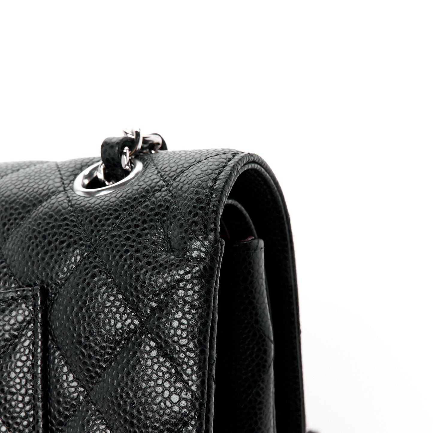 Caviar Quilted Medium Double Flap Black