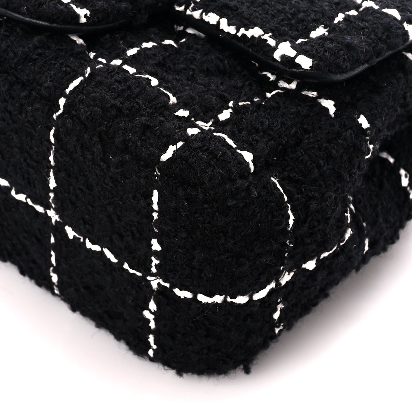 Tweed Quilted Mini Square Pearl Crush Flap Black