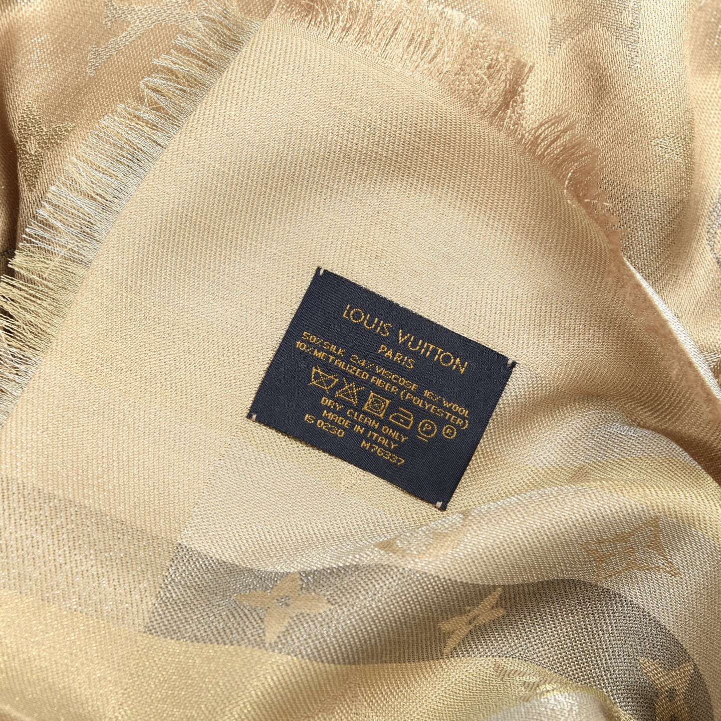 Silk Lurex Wool So Shine Monogram Shawl Beige